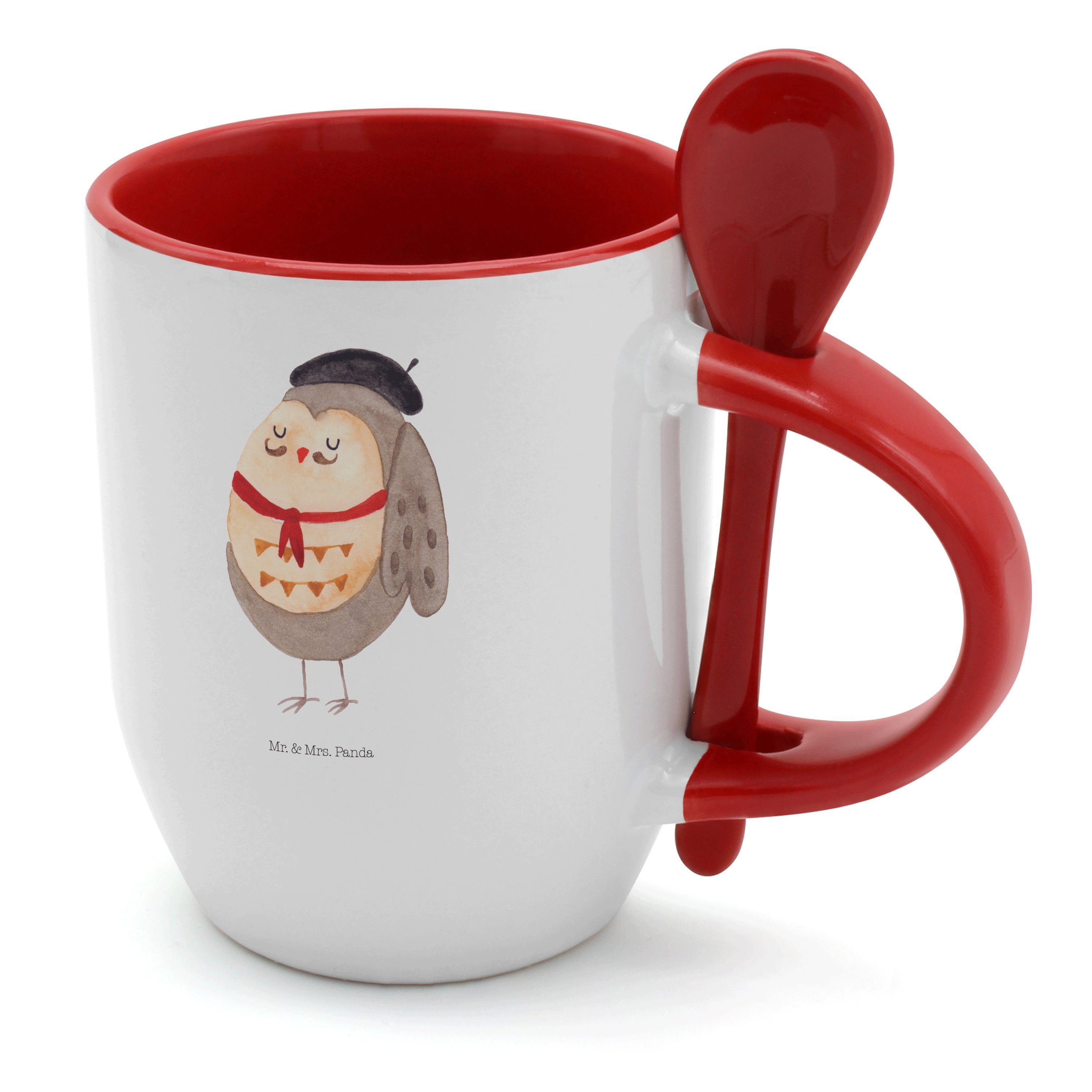 Mr. & Mrs. Panda Tasse »Eule Französisch - Weiß - Tassen, Tasse mit Spruch,  Tasse, Tasse mit Löffel, Kaffeebecher«, Keramik online kaufen | OTTO