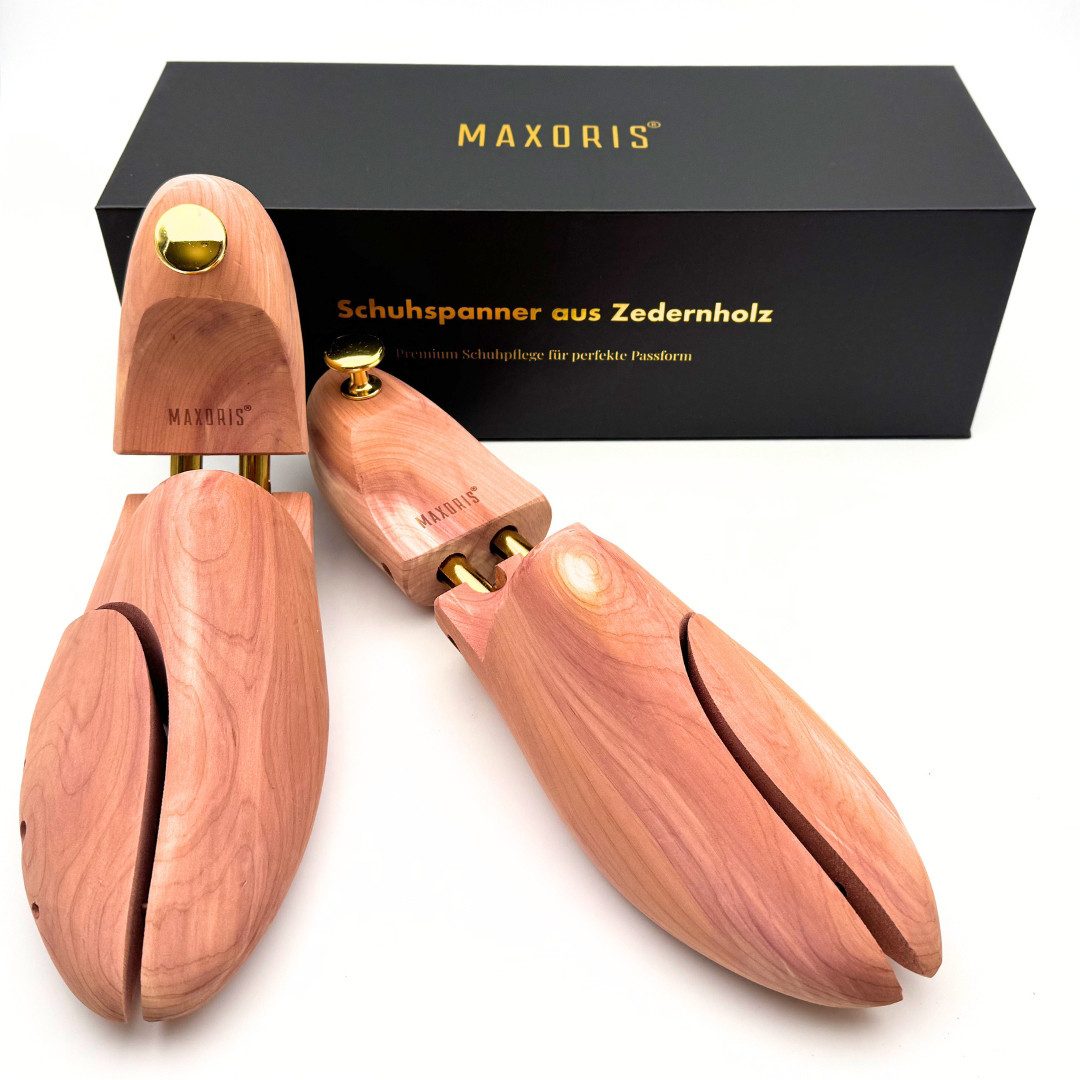 Maxoris Schuhspanner aus Zedernholz für Damen und Herren (1 Paar), feuchtigkeitsabsorbierend & geruchsneutralisierend, natürlicher Duft
