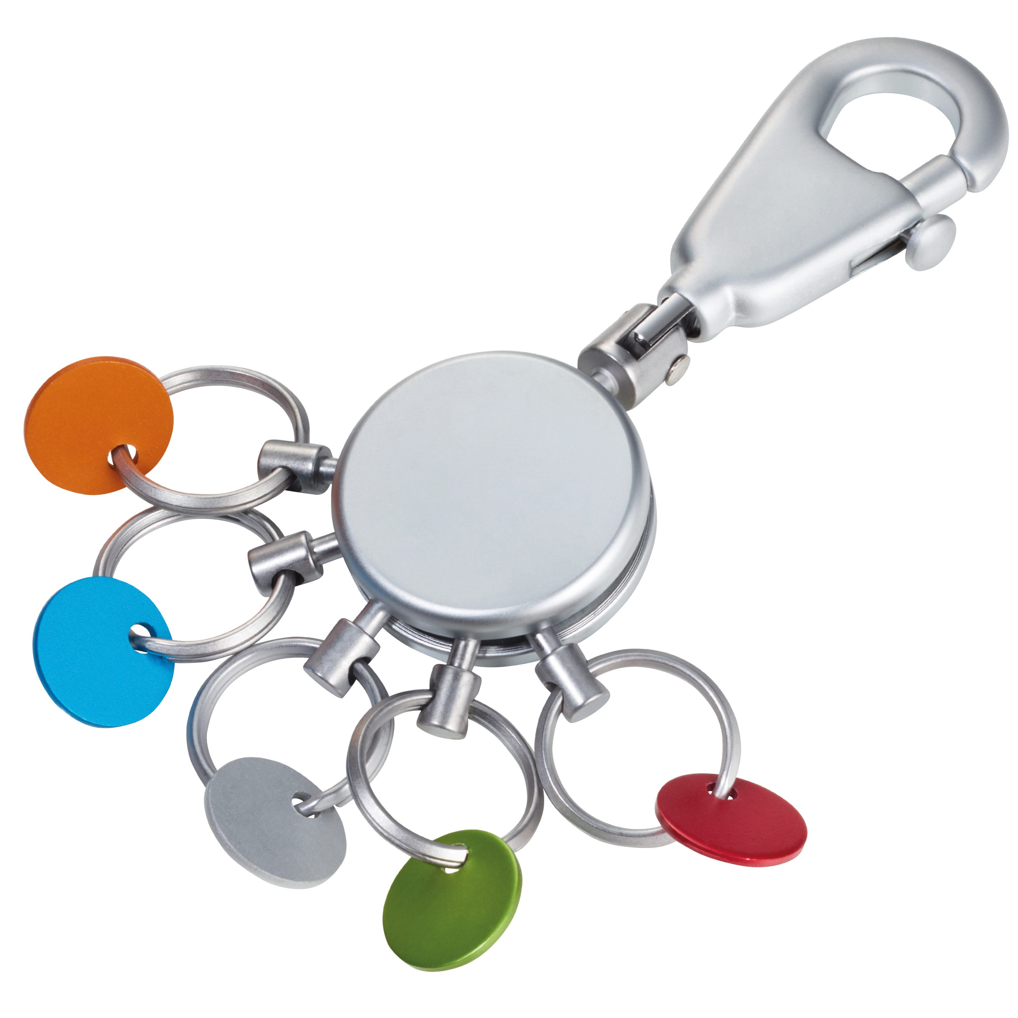 TROIKA Schlüsselanhänger PATENT Colour mit Karabiner & 5 abnehmbaren Ringen, bunte Markierungen, für übersichtliche Schlüsselorganisation mit patentiertem System