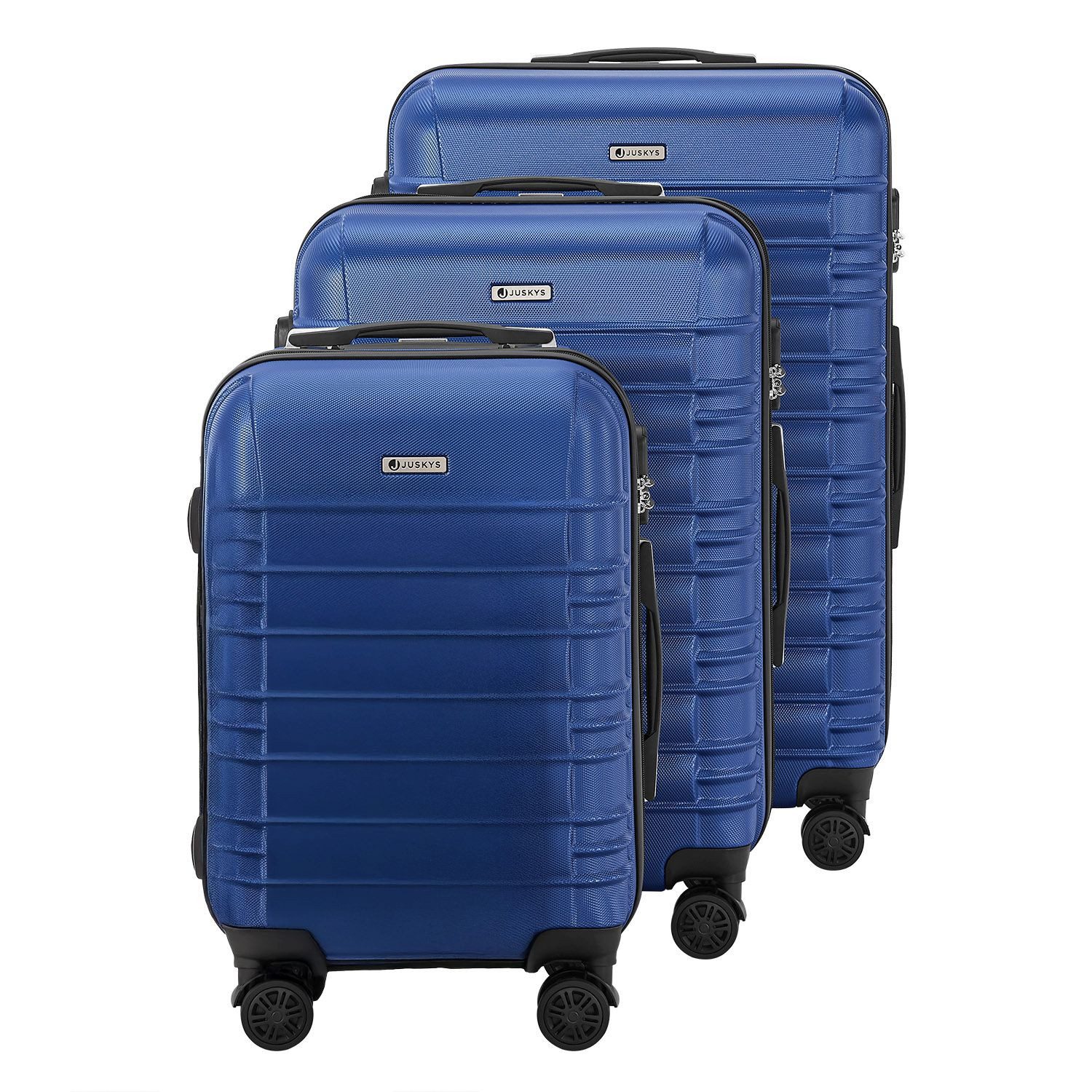 Juskys Trolleyset Rom, 4 Rollen, (3 tlg., 3-teilig), Aluminium, Rollen, Innenfutter, Ergonomische Griffe, 3er Set