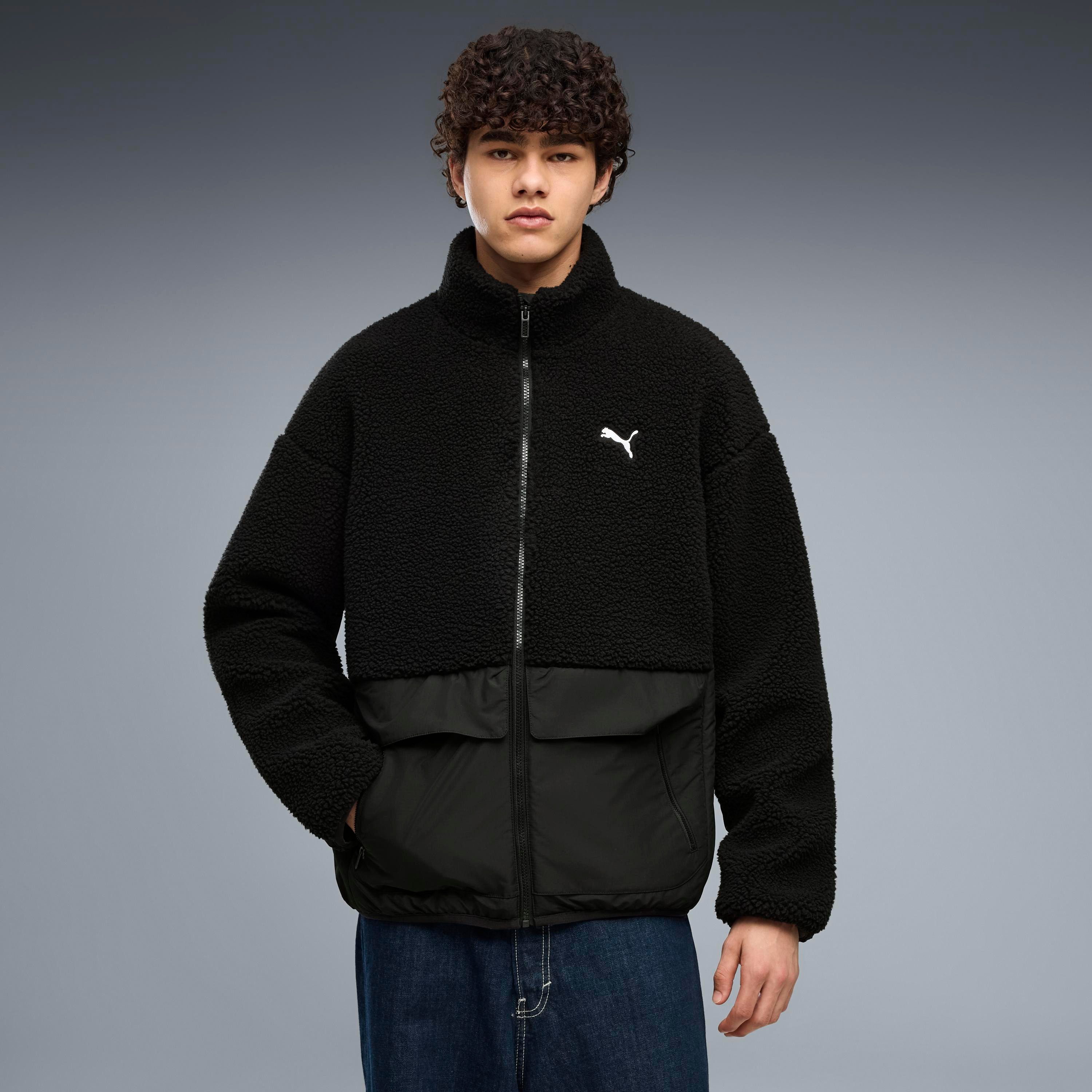 PUMA Wendejacke HYBRID REFIBRE SHERPA JACKET M sportlicher Stil, mit Reißverschluss, mit Cargotasche, aus Rippware
