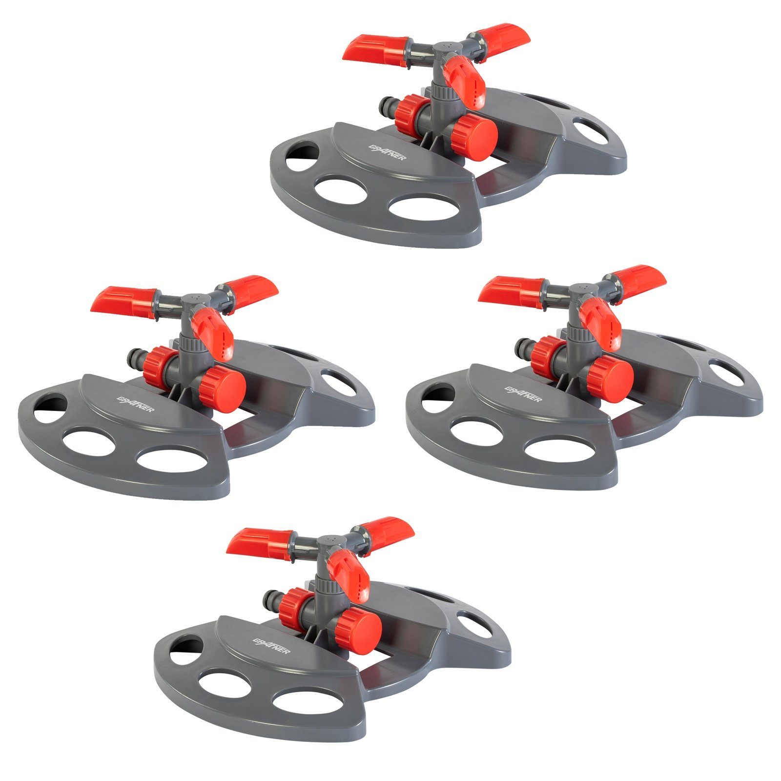 Bewässerungssystem 4er Set Rasensprenger Kreis- und Sektorenregner RS10823