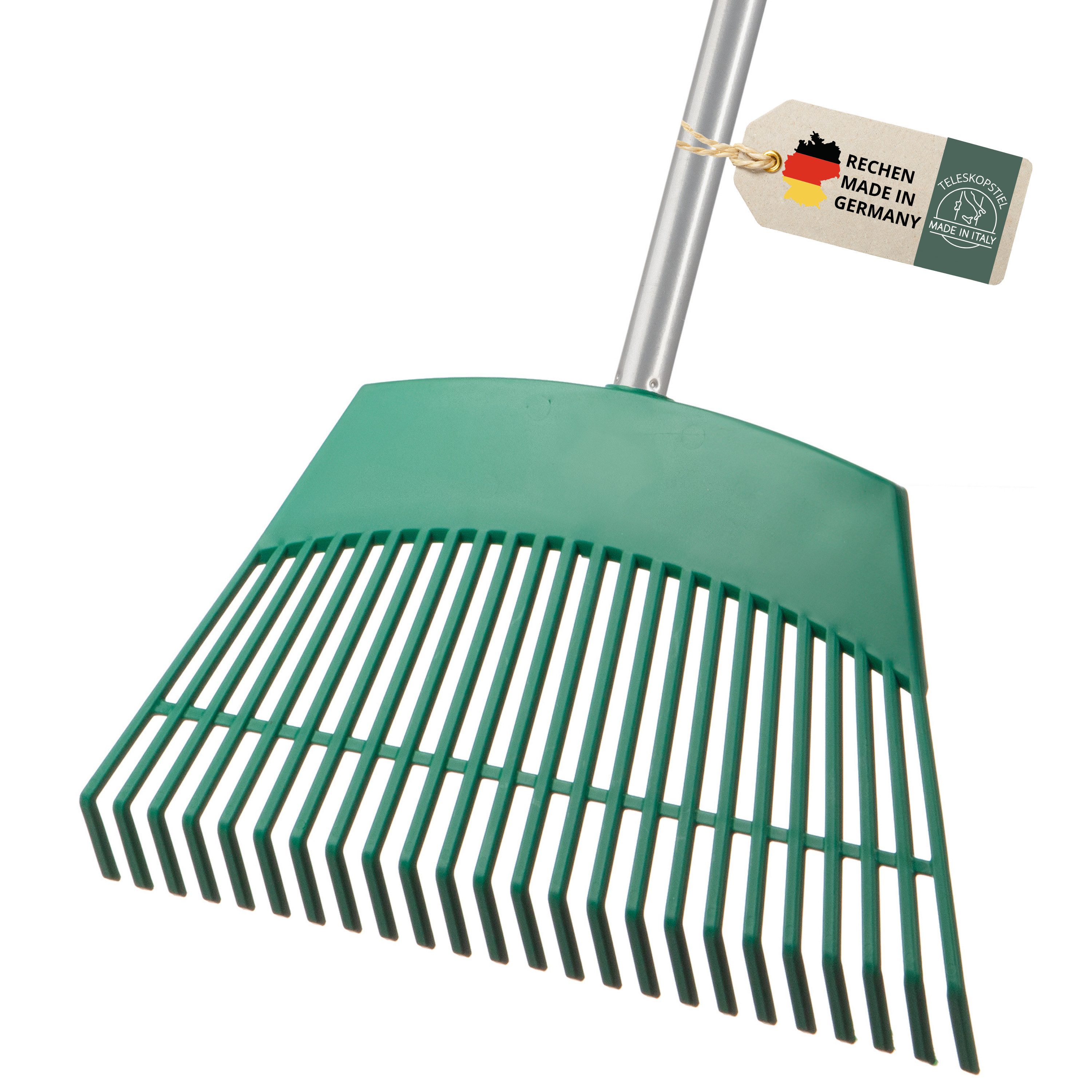 Hovedal Rechenbesen Rechen, Gartenrechen mit Stiel, Rasenrechen, Laubrechen, Laubbesen, Vielseitiger Garten Rechen, Laubharke für die Gartenarbeit