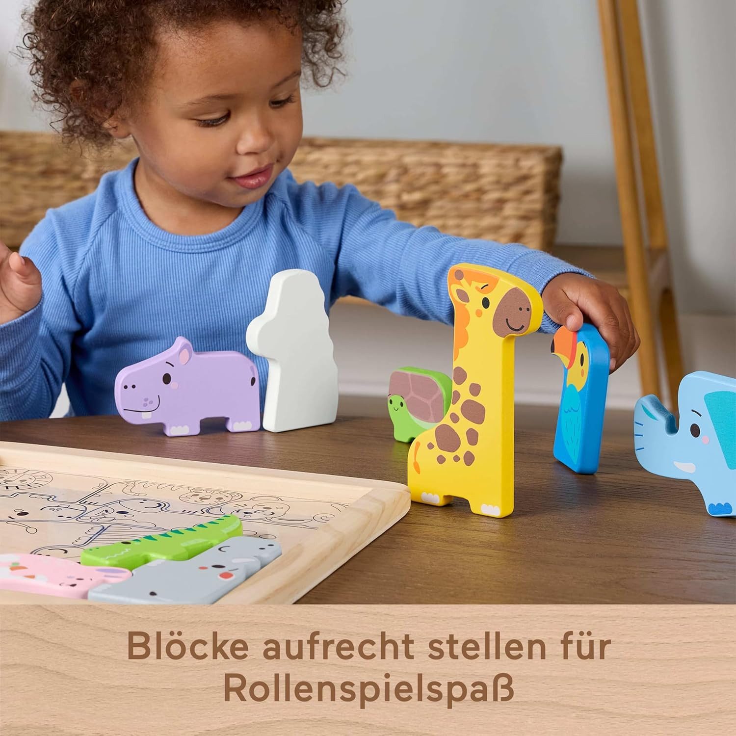 Fisher-Price® Lernspielzeug Fisher-Price 2-in-1-Tierwelt Holz Sortieren von Formen Puzzle 2+ JFG10