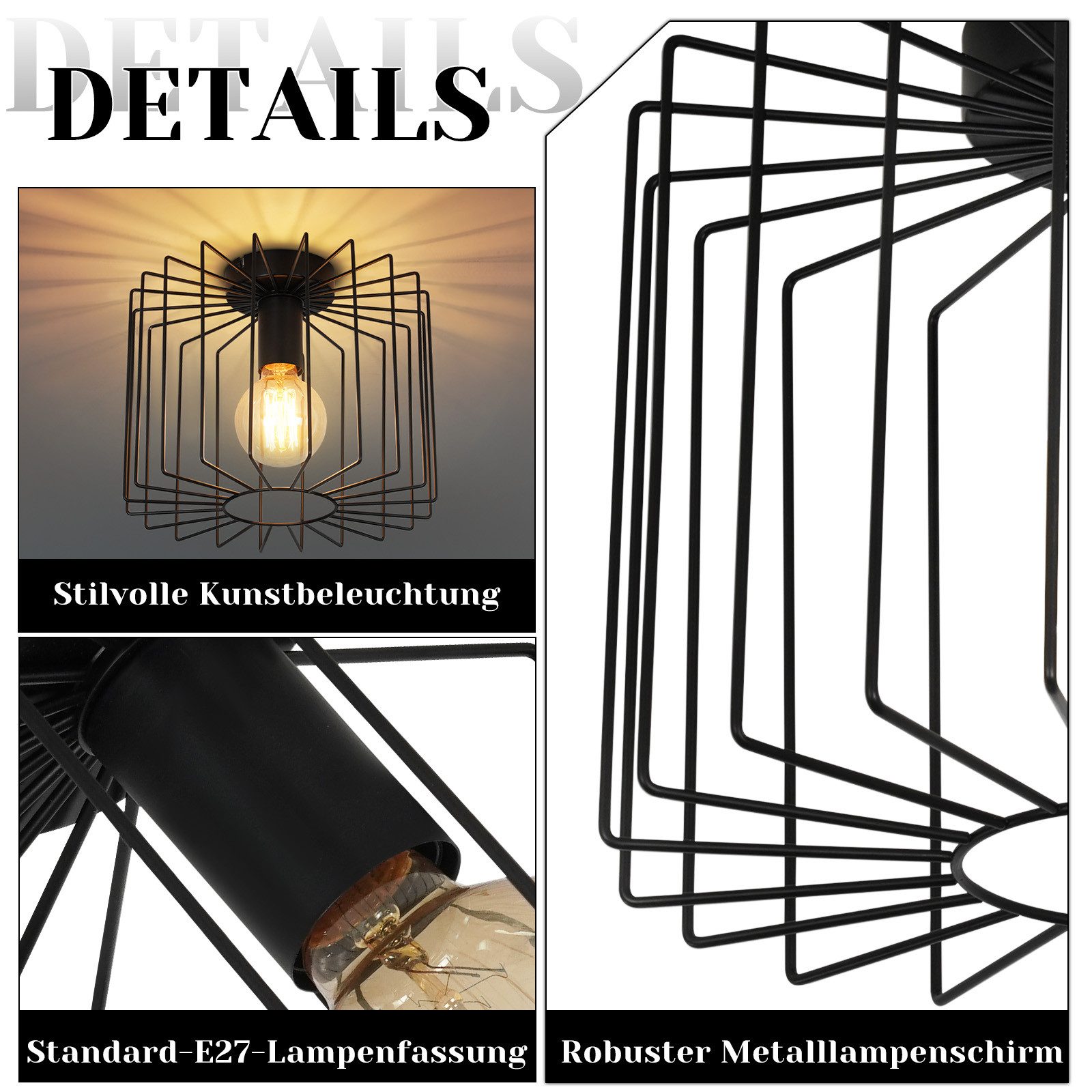 ZMH Deckenleuchte Wohnzimmer Ø27CM Industrial Käfig günstig online kaufen