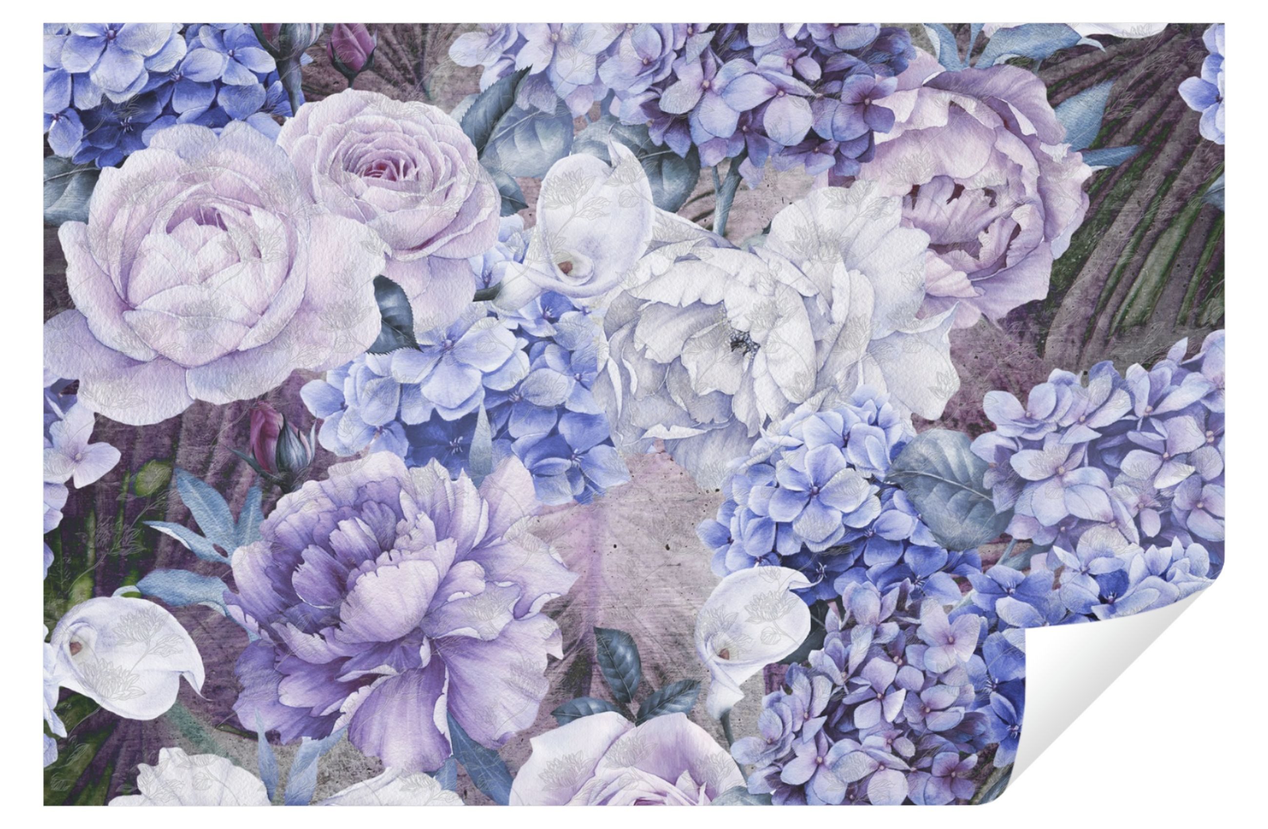 Wallarena Fototapete Blumen Vintage Rose Pfingstrosen Vlies Tapete Wohnzimmer Schlafzimmer, Glatt, Blumen, Tapete inklusive Kleister Vliestapete Motivtapete