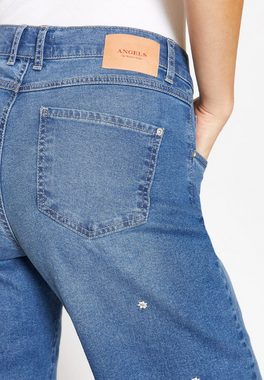 ANGELS 5-Pocket-Jeans Jeans Linn Stitch Flower mit Blumenstickerei mit Label-Applikationen