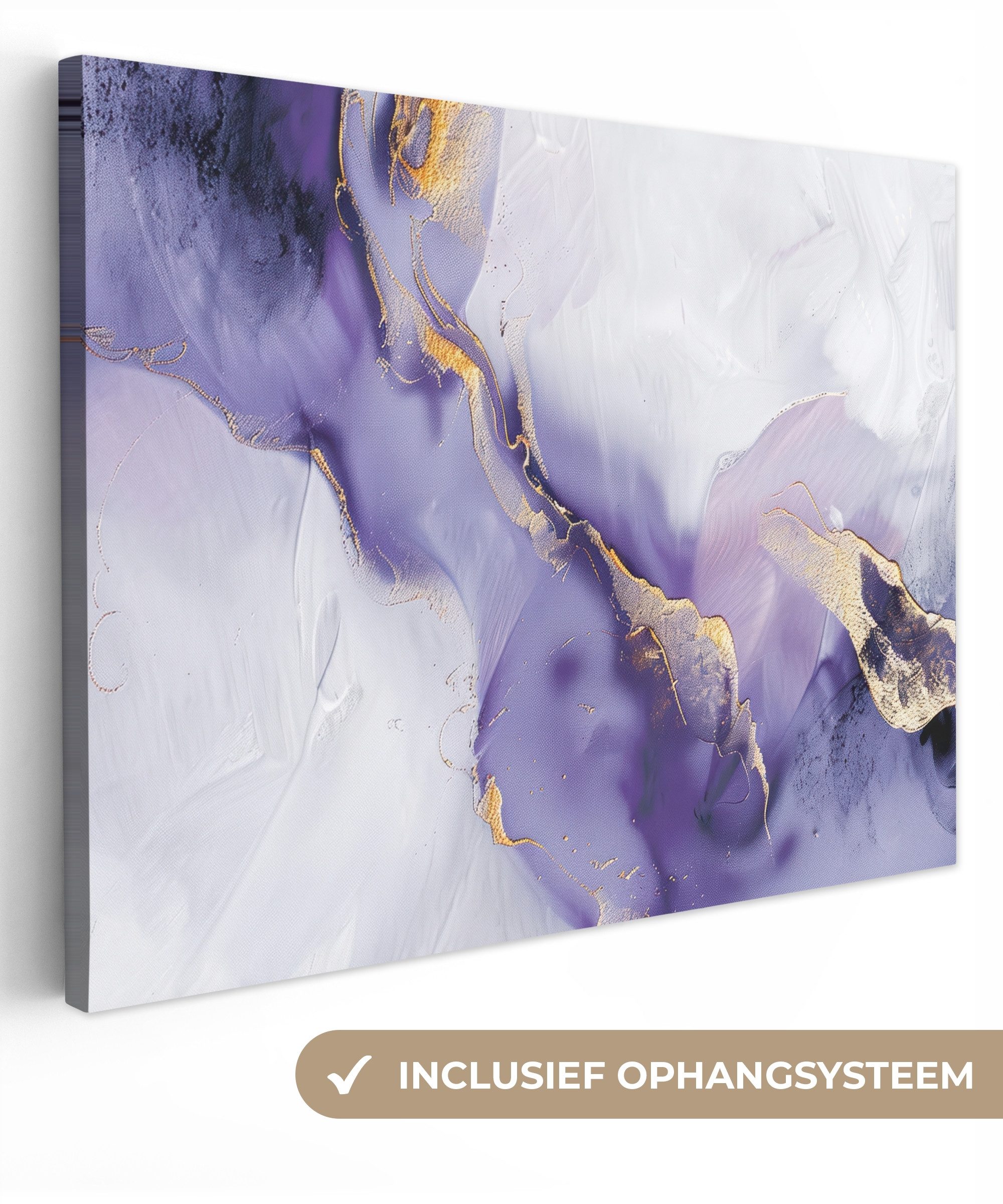 OneMillionCanvasses® Leinwandbild Lila - Modern - Marmor - Abstrakt, Fotodruck (1 St), Wandbild Leinwandbilder, Aufhängefertig, Wanddeko 40x30 cm