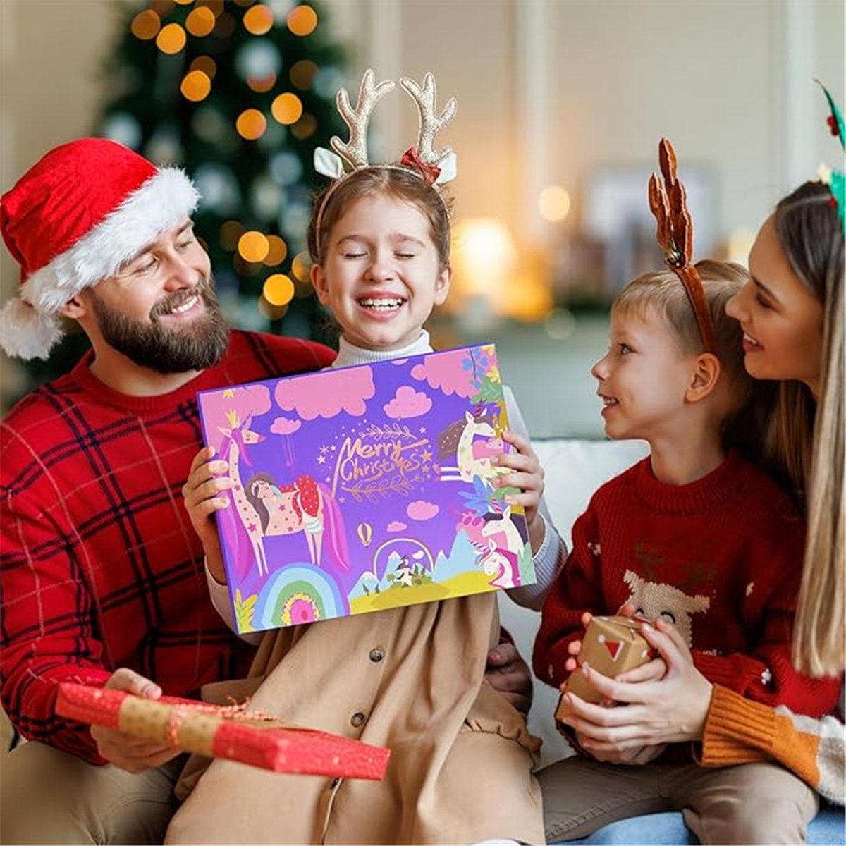 und Weihnachts-Countdown-Einhorn-Geschenk Mädchen Adventskalender (1-tlg) Die Sterne für Kinder