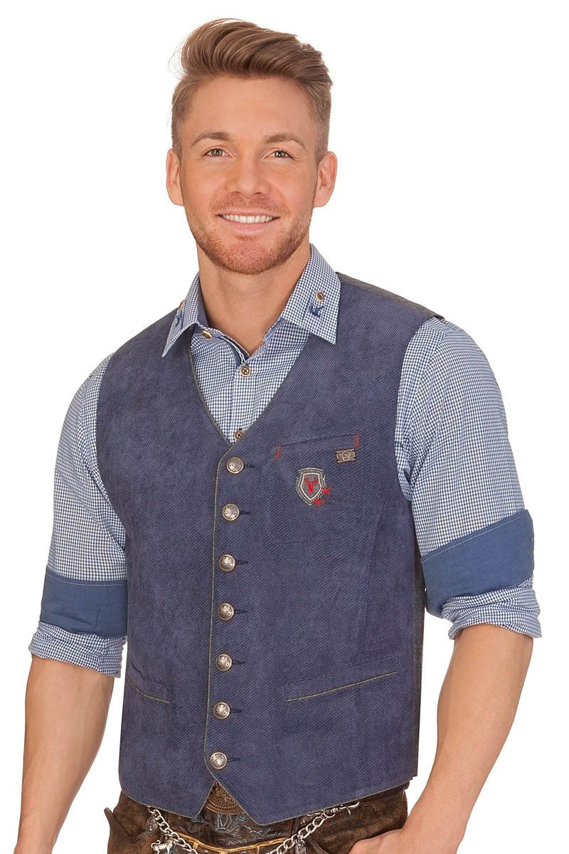 Spieth & Wensky Trachtenweste Trachtenweste - GERIT - jeansblau