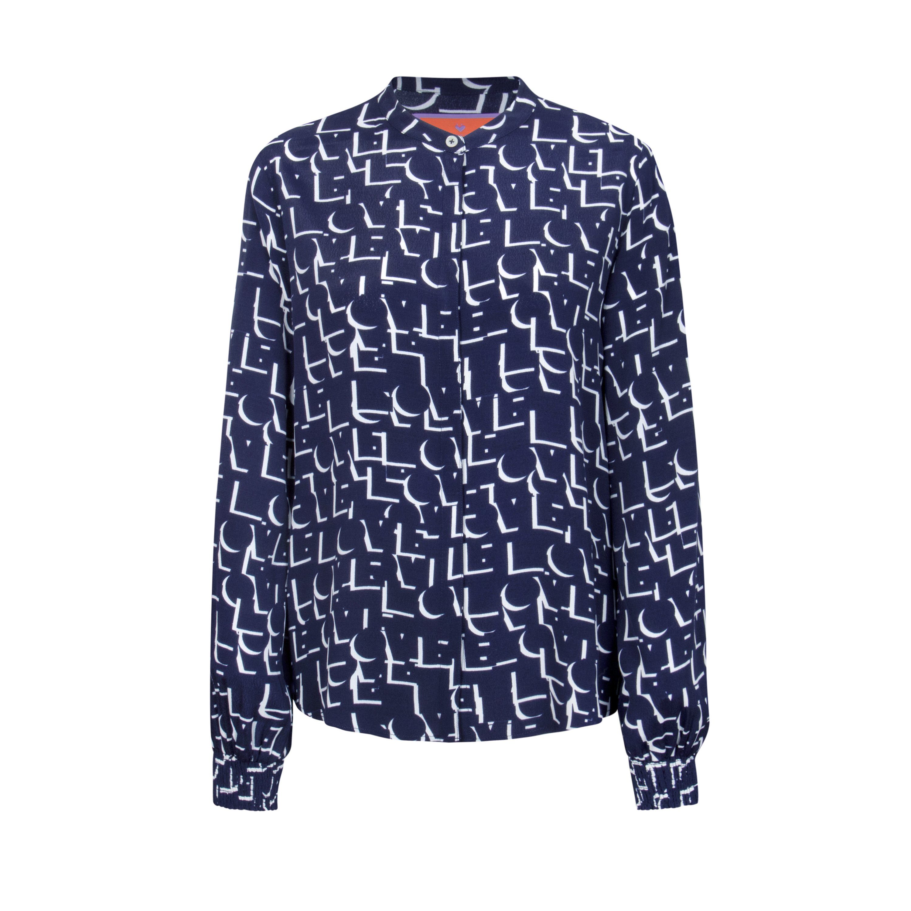 mit Klassische Bluse Print graphischem navy ErsiliaL Lieblingsstück