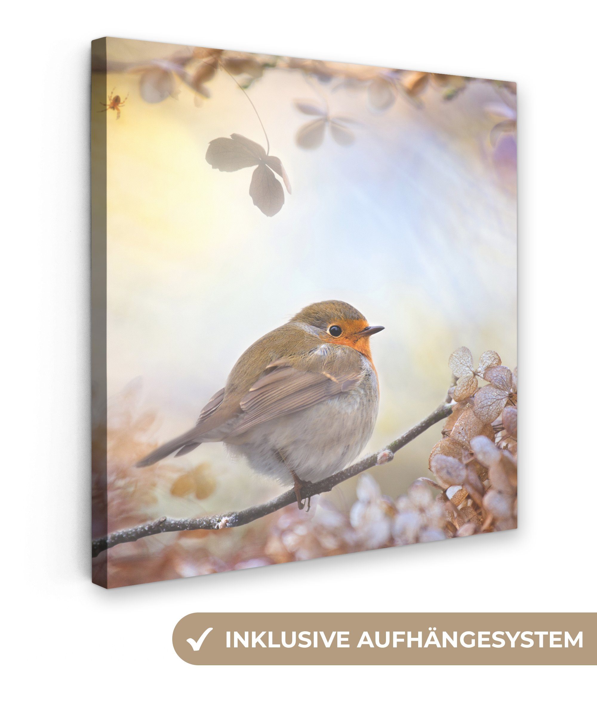 OneMillionCanvasses® Leinwandbild Vogel - Zweig - Blätter - Abstrakt, Fotod günstig online kaufen