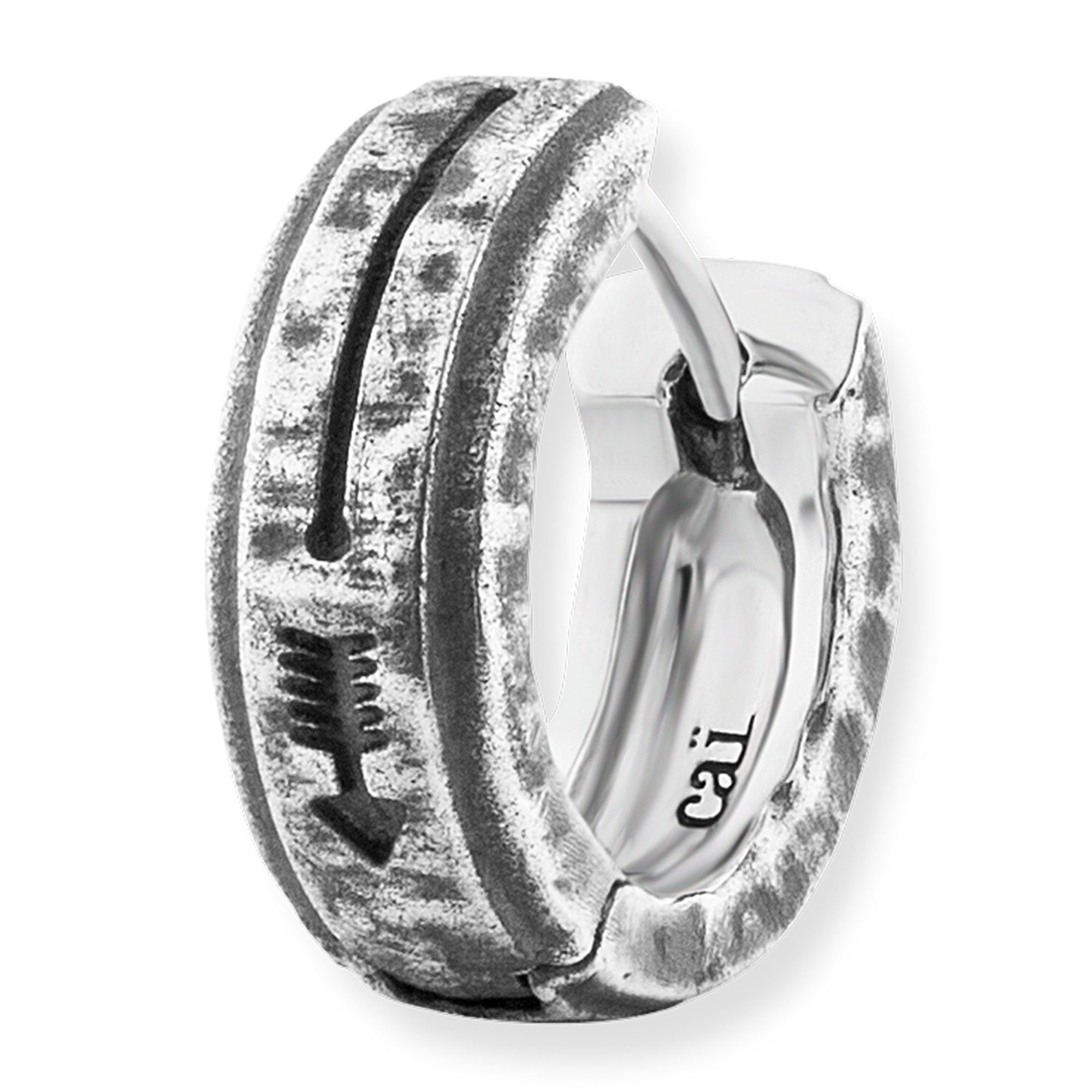 CAÏ Single-Creole 925 Sterling Silber rhodinert matt oxidiert