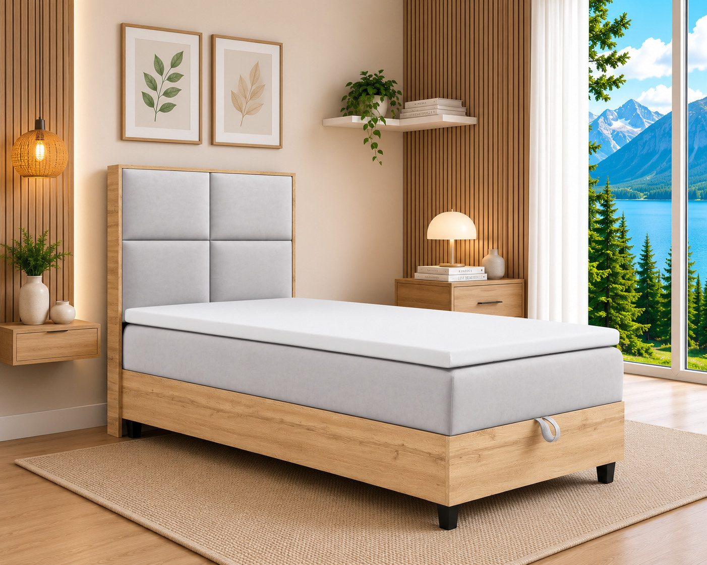 Best for Home Boxspringbett Einzelbett Trinity K-2 Plate Single mit Bettkasten & Topper H3 (Einzelbett, Polsterbett mit gepolstertes Kopfteil, Jugendbett, Kinderbett versch. Größen, 4-St., 70x200 80x200 90x200 100x200 cm), Verschiedene Liefermöglichkeiten, TOP Preis-Leistungs-Verhältnis