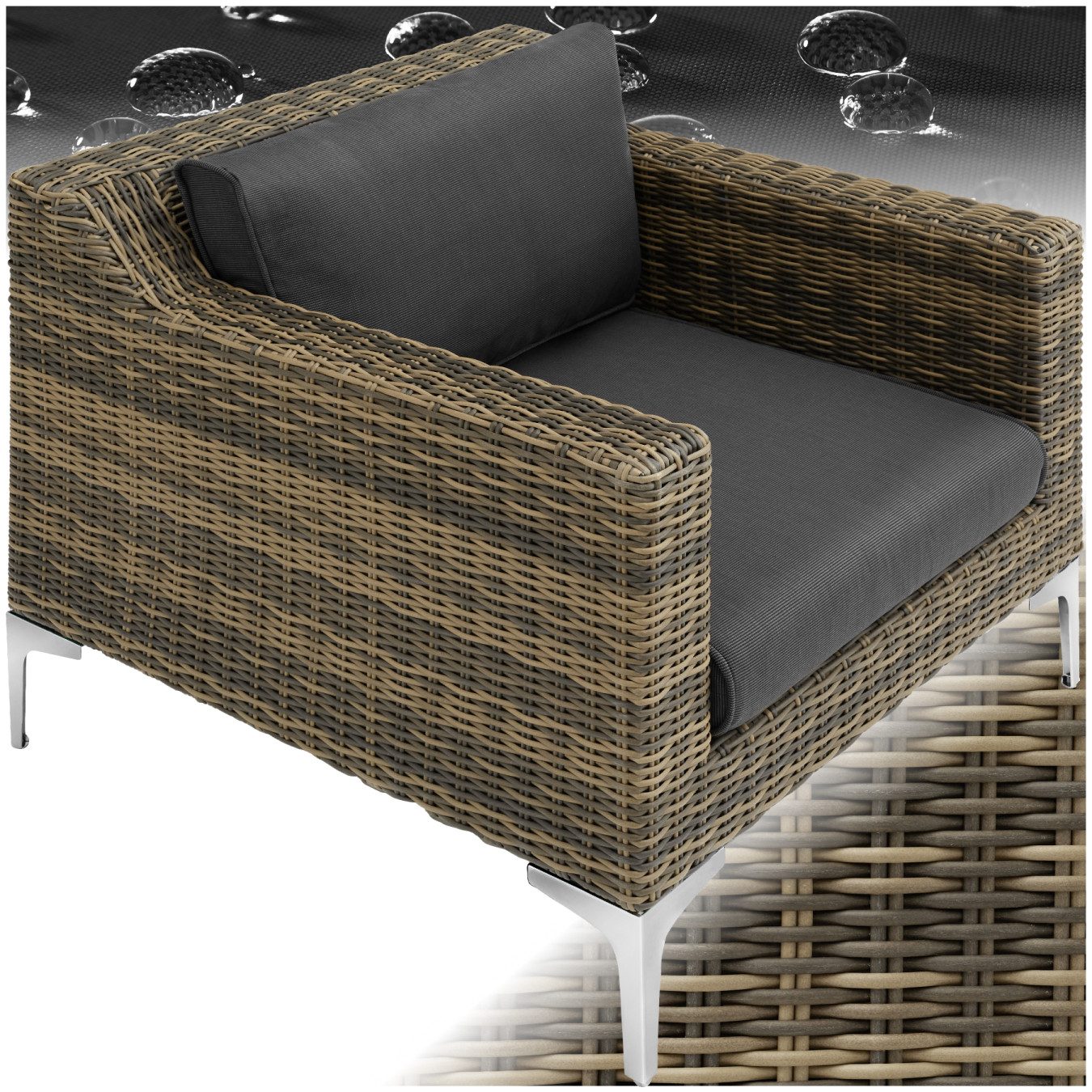 tectake Sitzgruppe Modulares Rattanset, (Set), Stabiler und belastbarer Rahmen aus leichtem und rostfreiem Aluminium