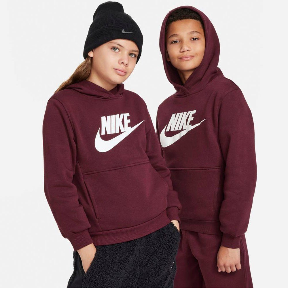 KIDS' BIG Kapuzensweatshirt HOODIE NIGHT CLUB Sportswear MAROON/WHITE FLEECE Nike