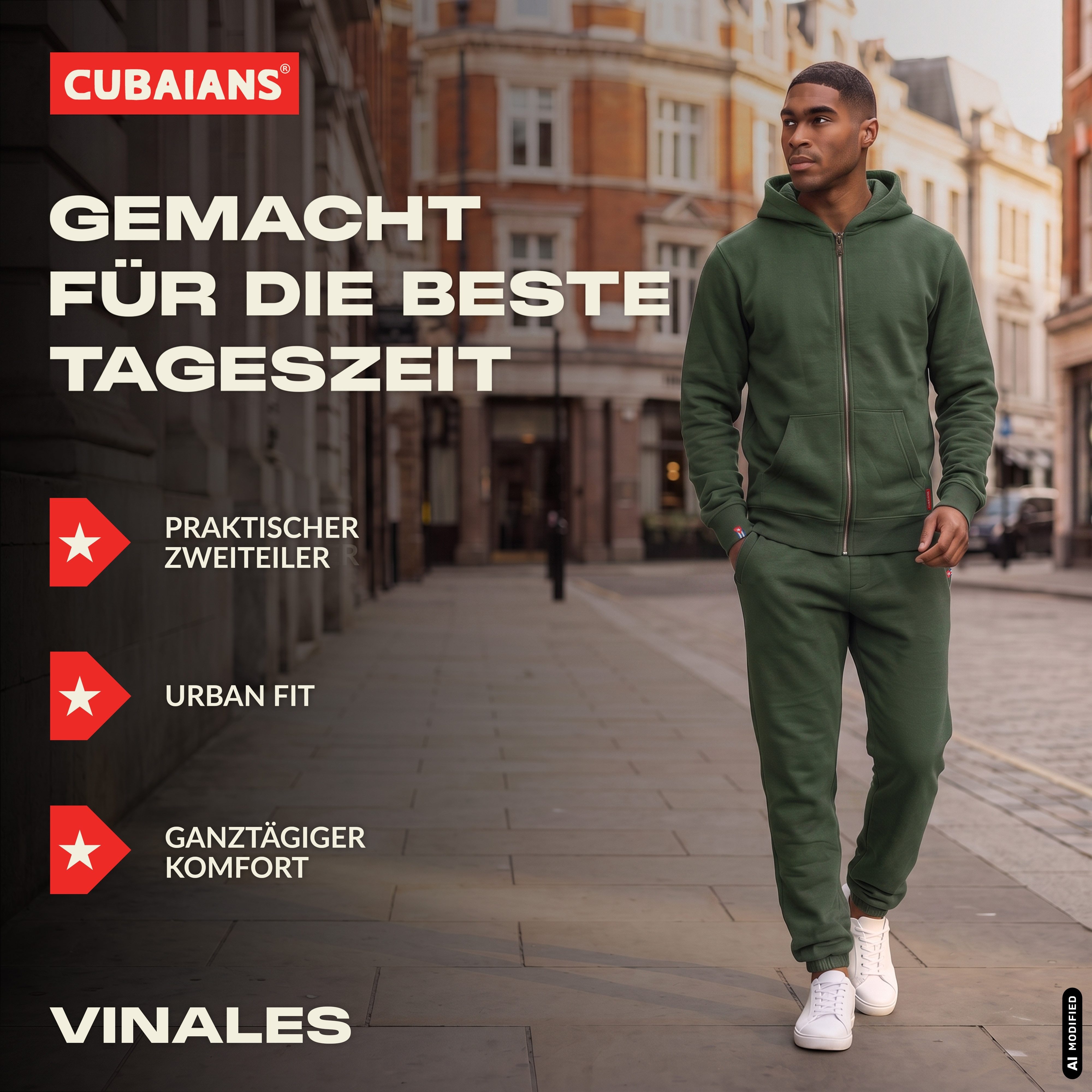 CUBAIANS Trainingsanzug Vinales Herren Jogging Anzug für Männer Hausanzug – Bild 4 von 5