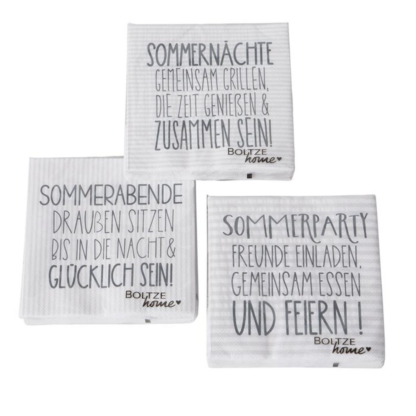 Papierserviette Servietten Sommerparty 3er Set 60 Stück Mit Spruch Tischdekoration