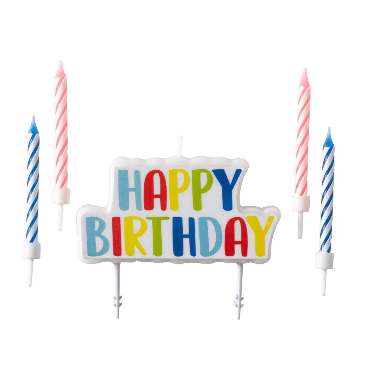 Amscan Geburtstagskerze Kerzenset Happy Birthday 5-teilig Höhe 6,5 / 6,3