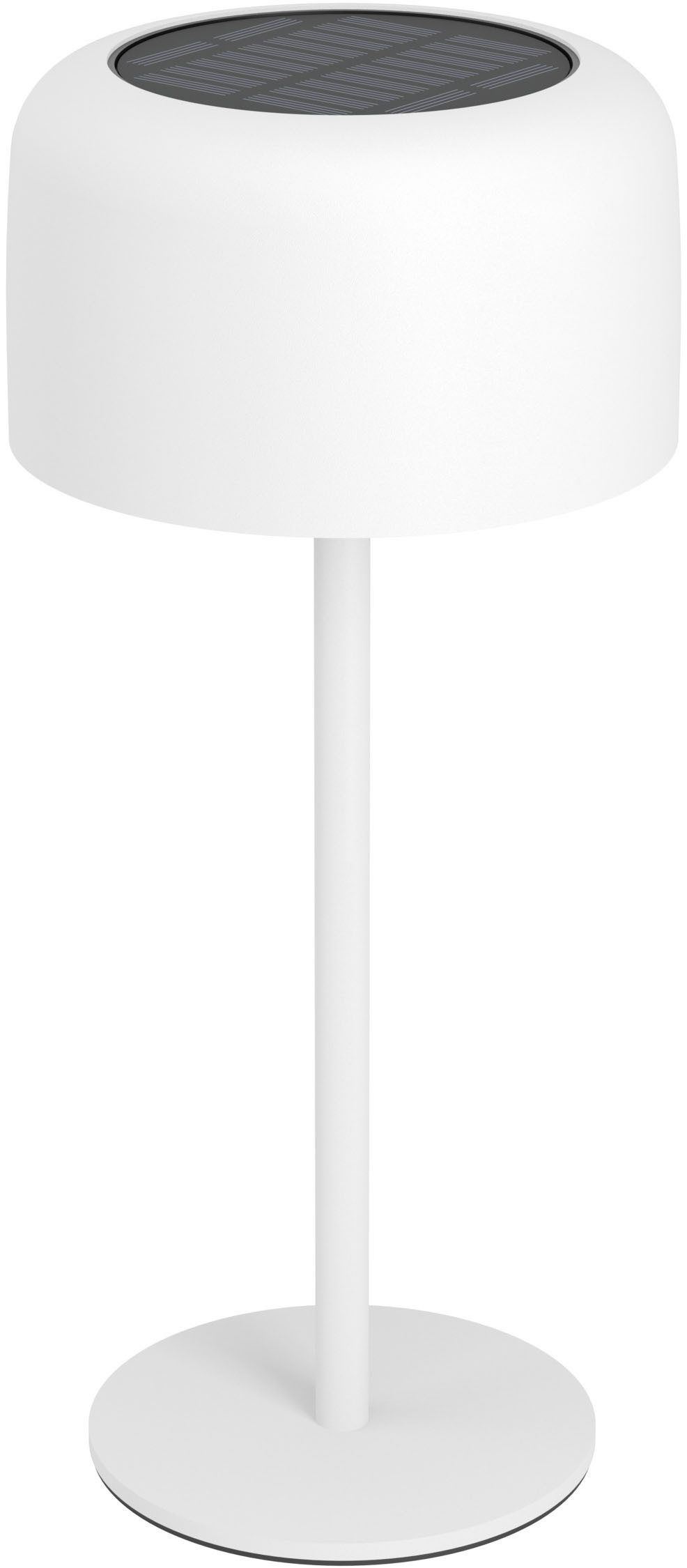 EGLO Tischleuchte ROCCANOVA Tischlampe - Stahl - SOLAR-LED - 2,8W - IP44, Dimmfunktion, USB-Anschluss mit Ladefunktion, mehrere Helligkeitsstufen, LED fest integriert, Warmweiß, Solarleuchte, Außentischleuchte, Akku, Leselampe, H30 x Ø13,5 cm