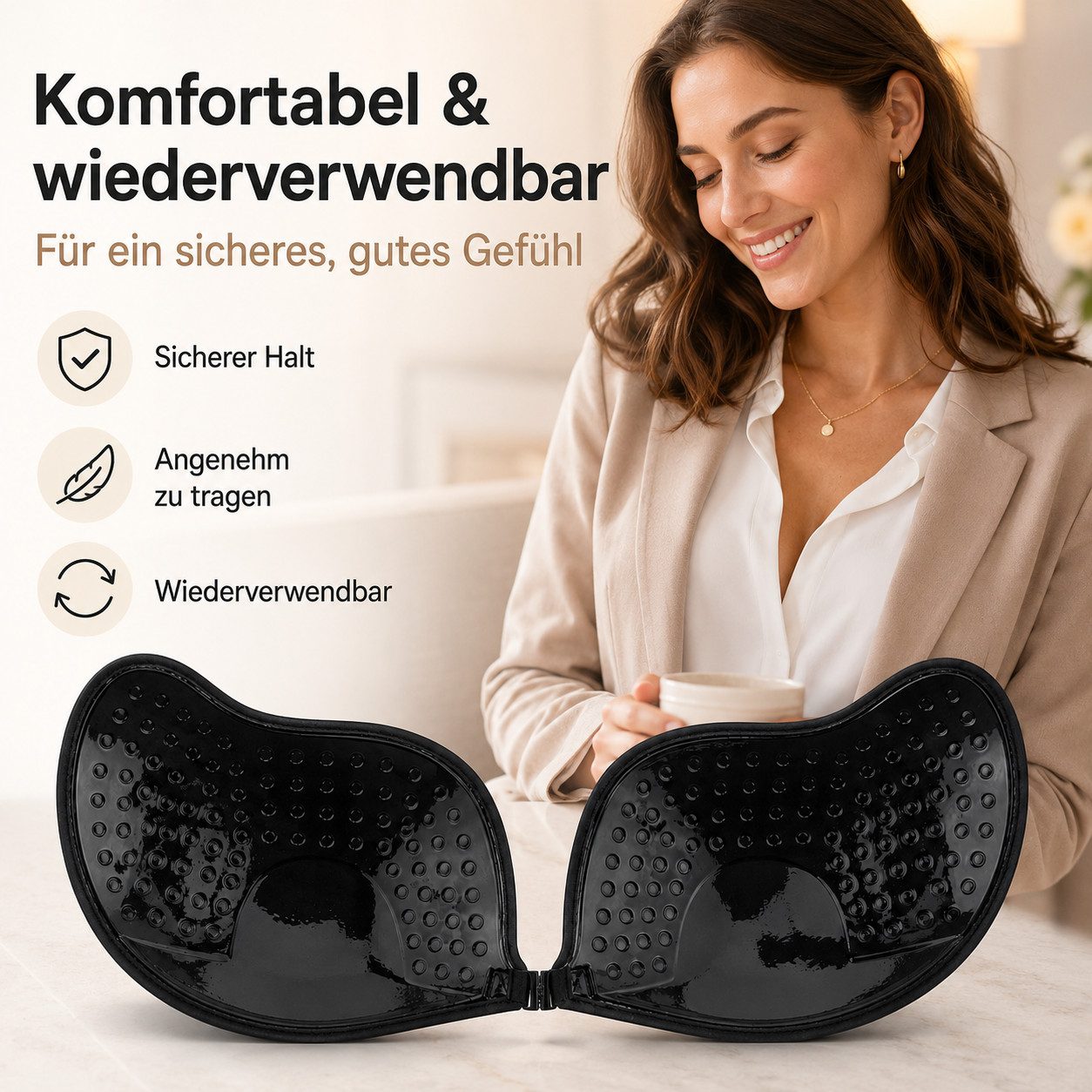 Diyarts Push-up-BH (1-tlg) Selbstklebender trägerloser BH mit Frontverschluss, wiederverwendbar