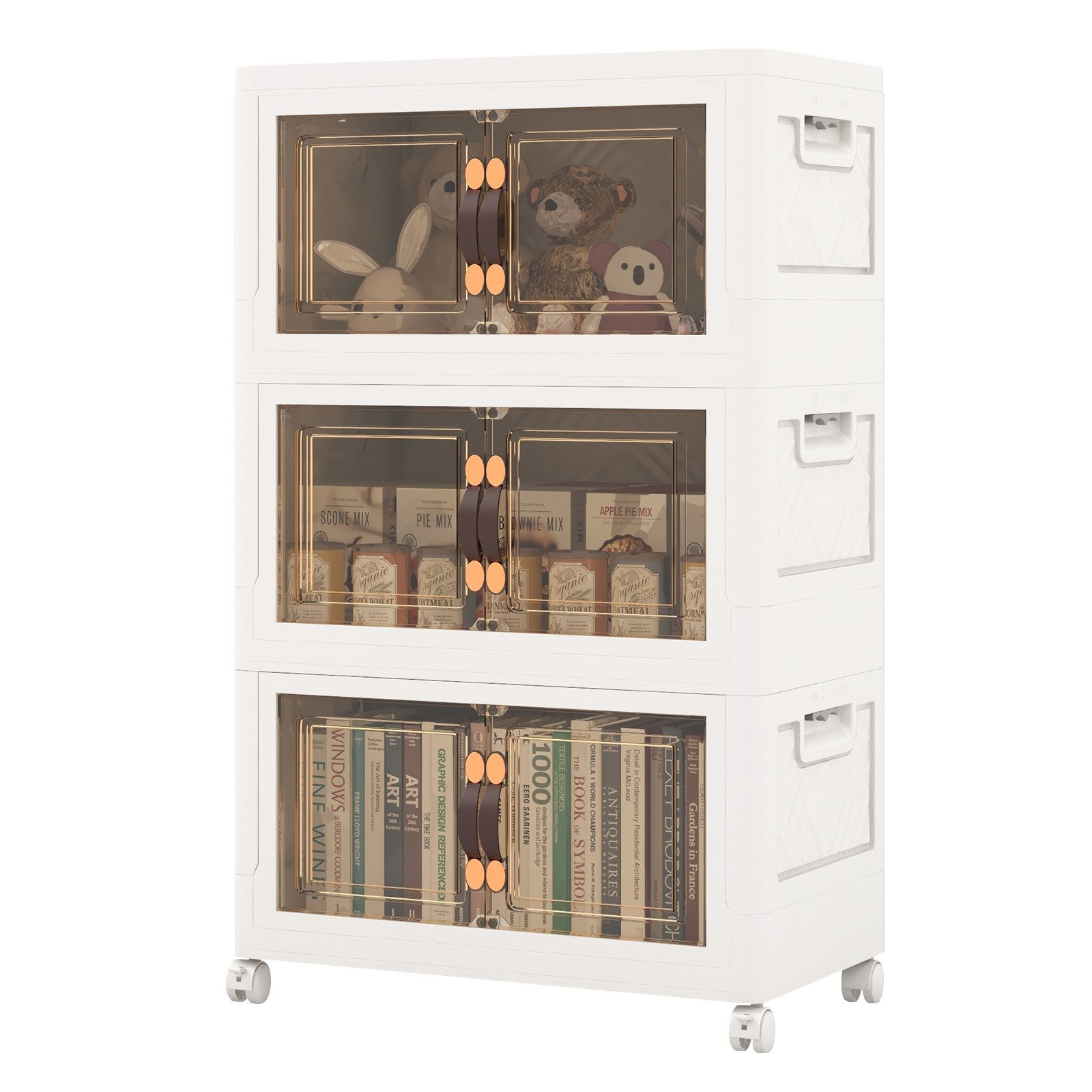 COSTWAY Aufbewahrungsbox, 3er Set, faltbar, stapelbar, mit Deckel, Rädern & günstig online kaufen