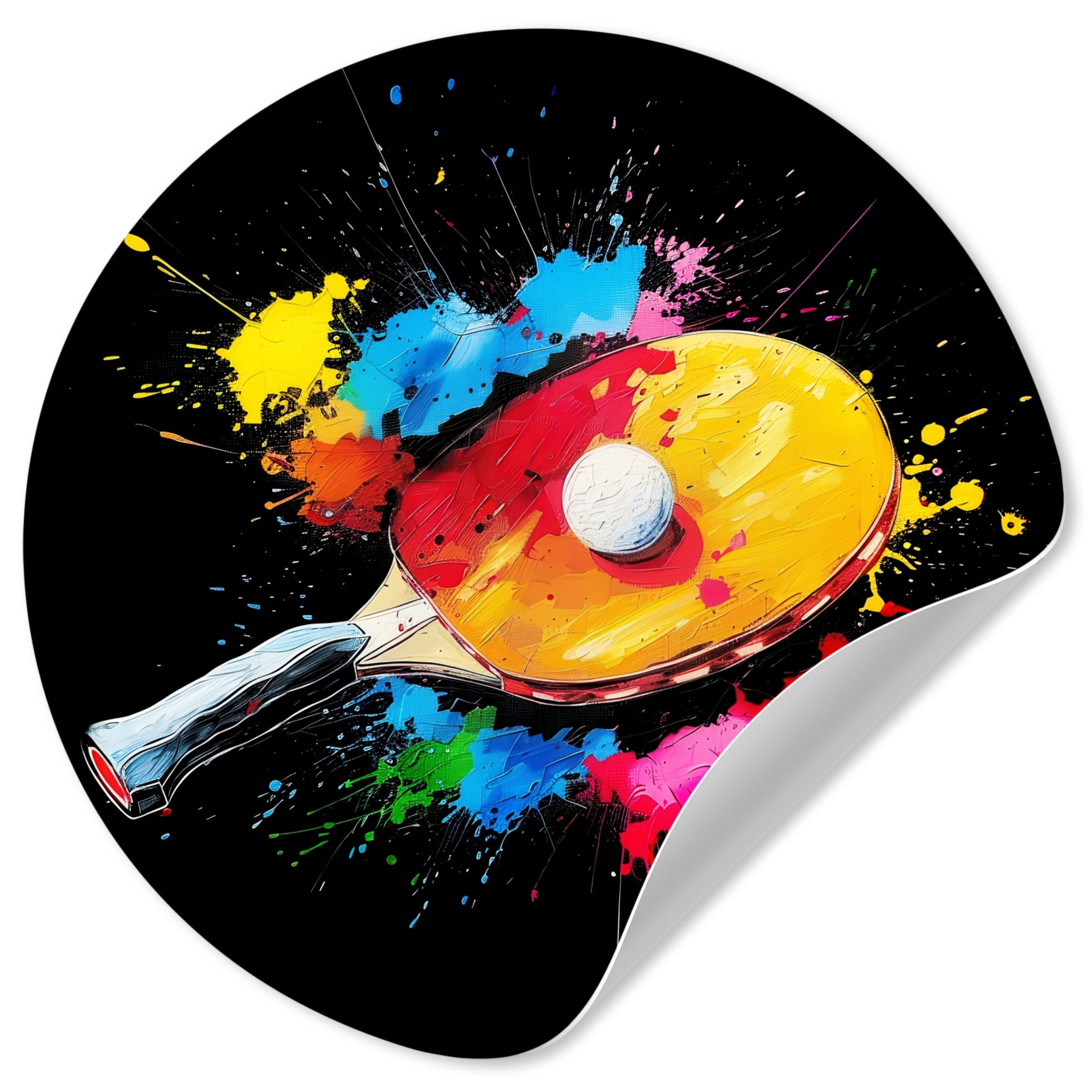 MuchoWow Wandsticker Graffiti - Sport - Tischtennis - Farbe (1 St), Wandtattoo Selbstklebend, Wohnzimmer Deko Aufkleber, 30x30 cm