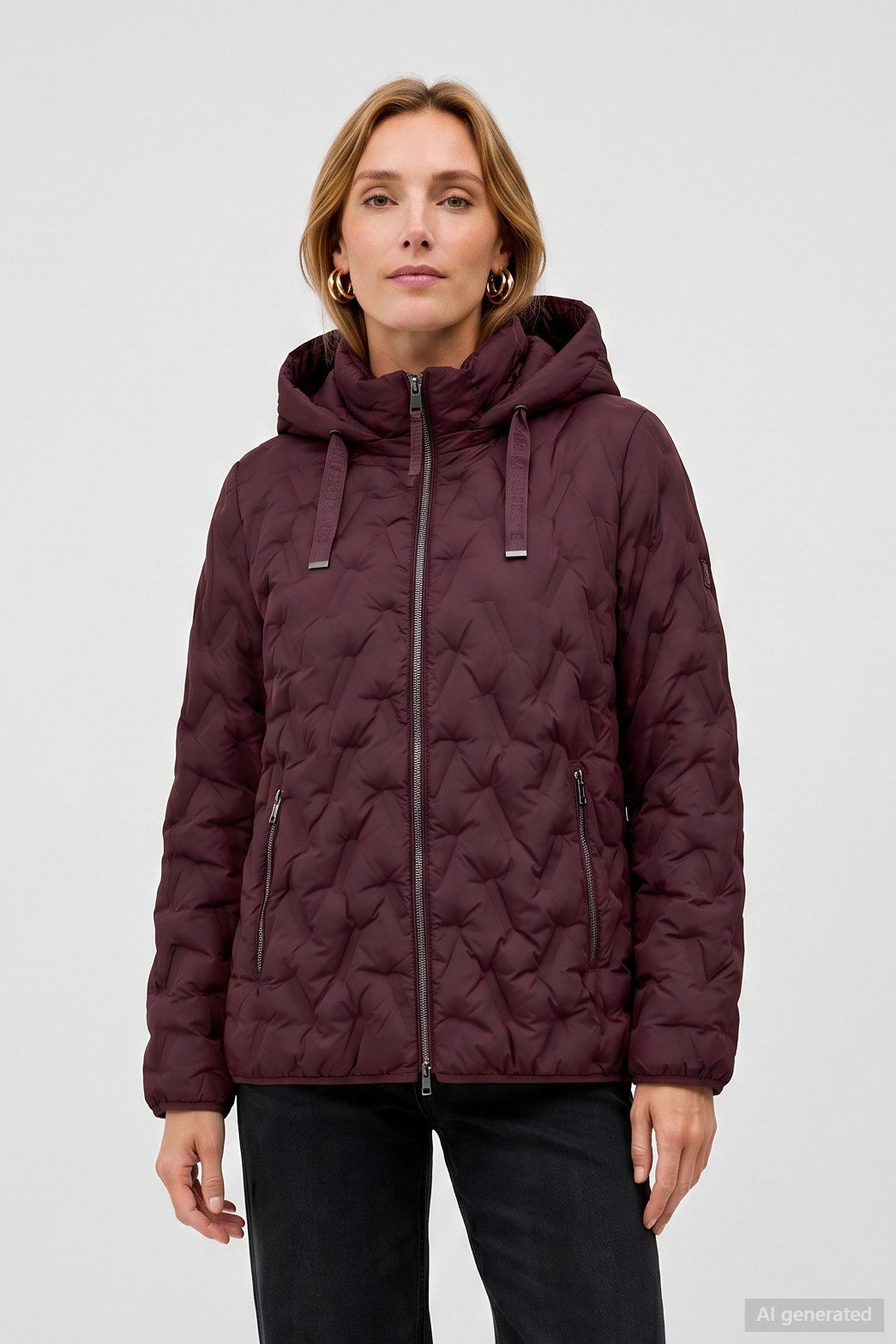 Barbara Lebek Steppjacke Übergangsjacke, Herbstjacke oder Damenjacke mit abnehmbarer Kapuze