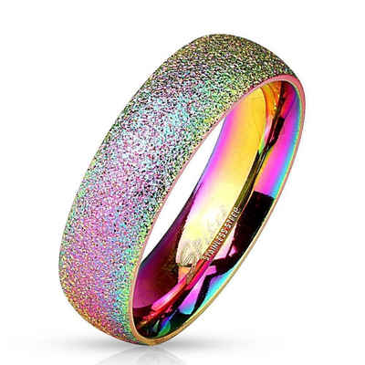 BUNGSA Fingerring Ring Regenbogen sand-gestrahlt Bunt aus Edelstahl Unisex (Ring, 1-tlg), Damen Herren