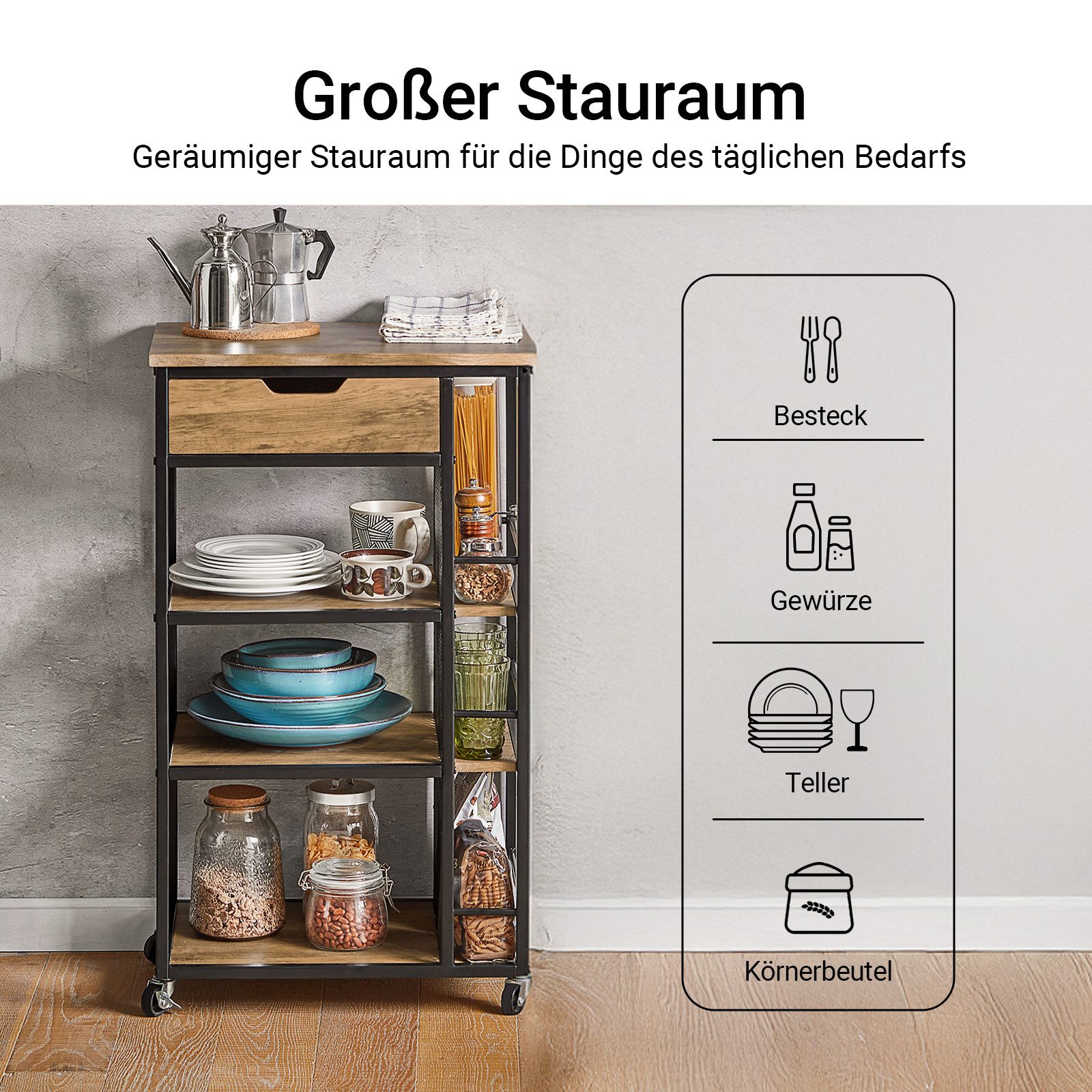 SoBuy Küchenwagen FKW99, Servierwagen Beistellwagen Rollwagen Teewagen Barw günstig online kaufen