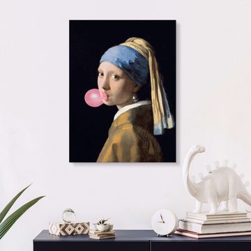 Posterlounge Alu-Dibond-Druck Master Collection, Das Mädchen mit dem Perlenohrring (Kaugummi), Wohnzimmer Malerei