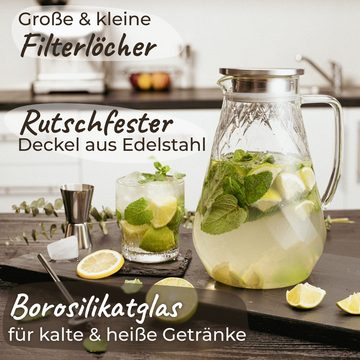 Pykal Karaffe Heat-resistant 2L Water Pitcher with Diamond Glass - Incl. Lid & Brush, Diamantglas Karaffe - 2L Wasserkrug - Hitzebeständig