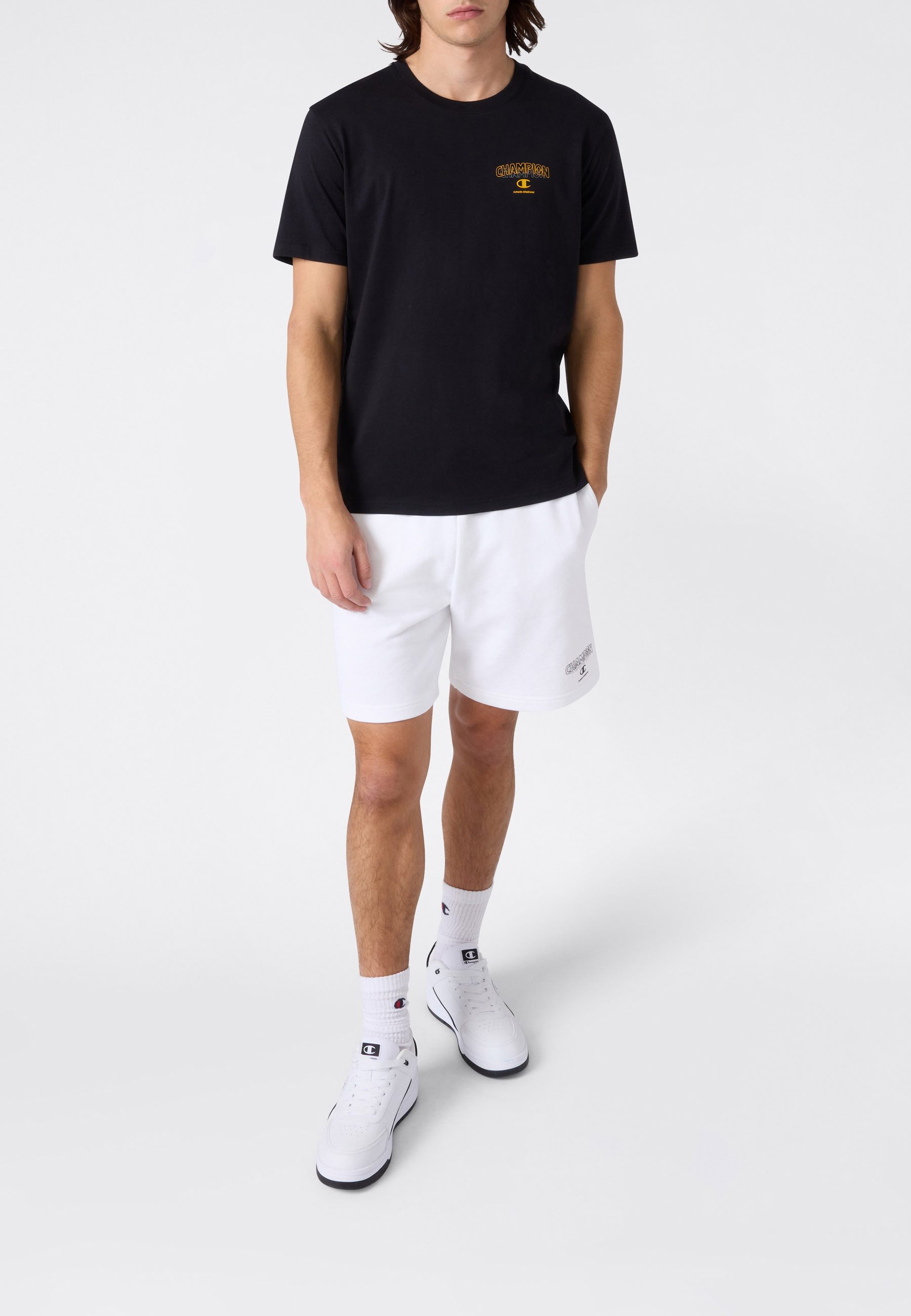 Champion T-Shirt Graphic Tee Kurzarm, mit Rundhalsausschnitt, aus Baumwolle, gerader Abschluss