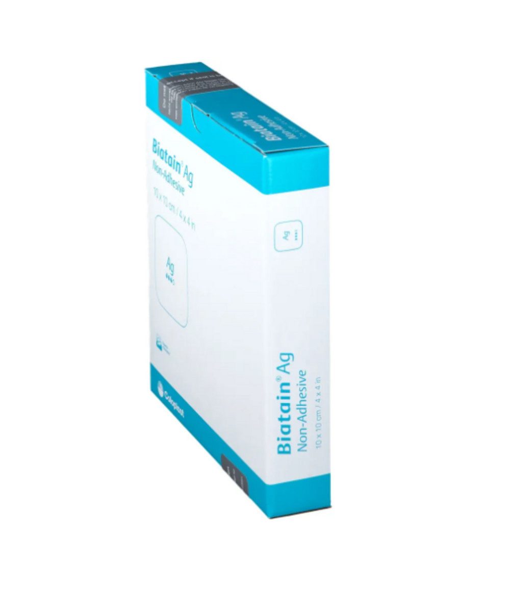 Coloplast Wundpflaster BIATAIN AG Schaumverband 10x10 cm nicht haftend (Spar Set, 5 St., Wundheilung fördern, Schutzverband für Wunden), Hautfreundlicher Wundverband