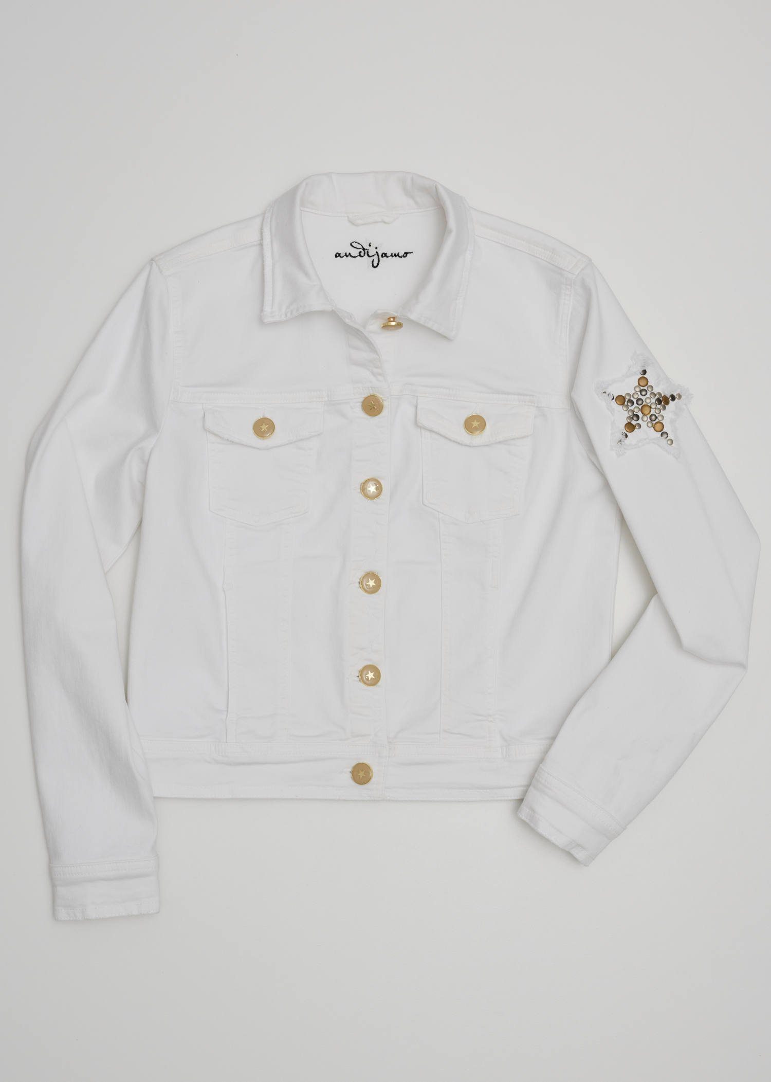 Damen Jacken Andijamo-Fashion Jeansjacke ORGANIC WHITE STAR GOTS CERTIFIED