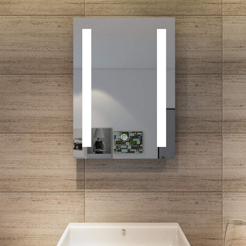 sonni badspiegel badspiegel mit beleuchtung 45 x 60 cm kaltweiß ip44  energiesparend, touch-schalter badezimmer wandspiegel