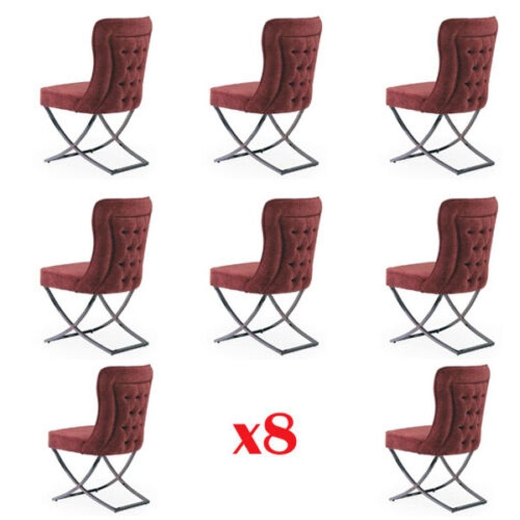 JVmoebel Esszimmerstuhl, Design Stuhl Set 8x Sessel Textil Stühle Gastro Stoff Esszimmer