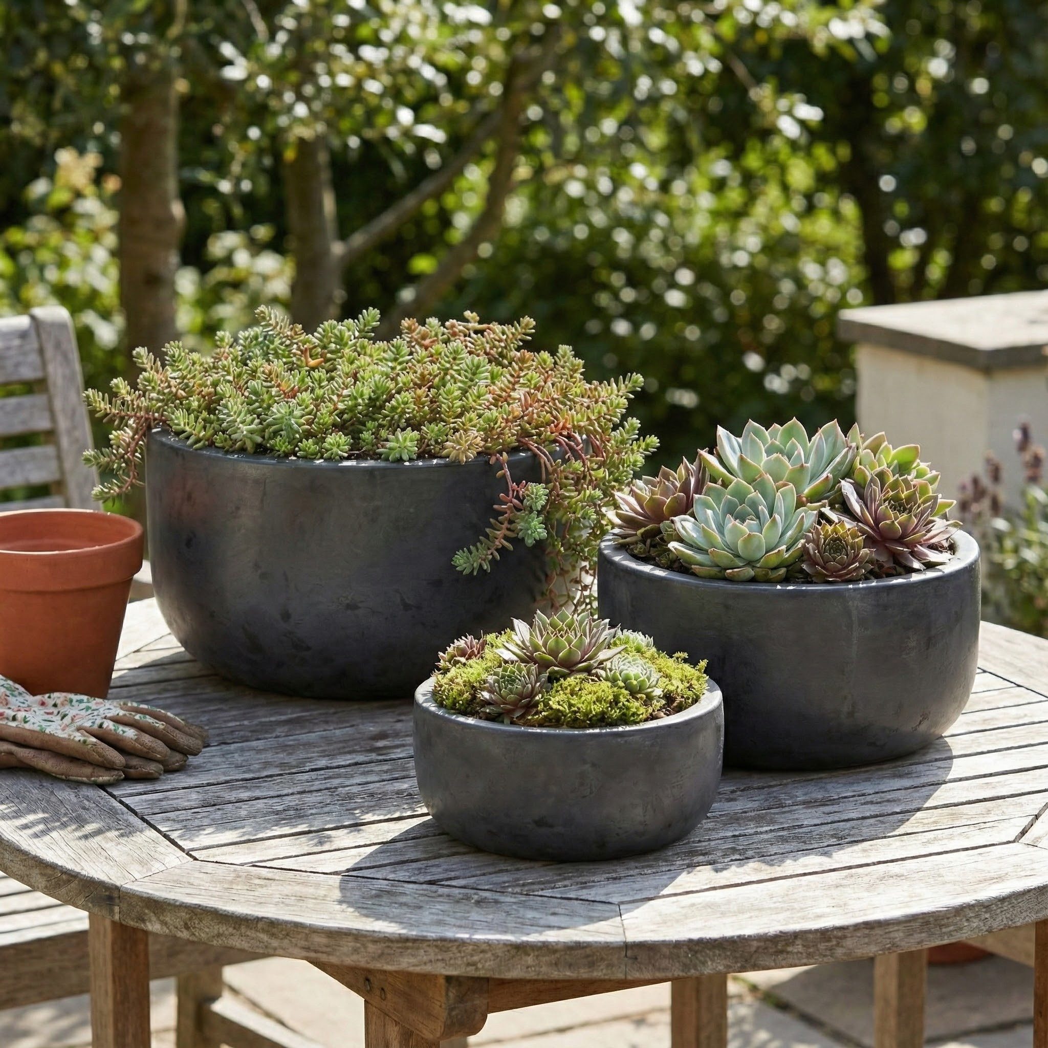 Teramico Blumentopf Pflanzgefäß Schale "Amsterdam" Anthrazit Ø 21 - 38 cm F günstig online kaufen