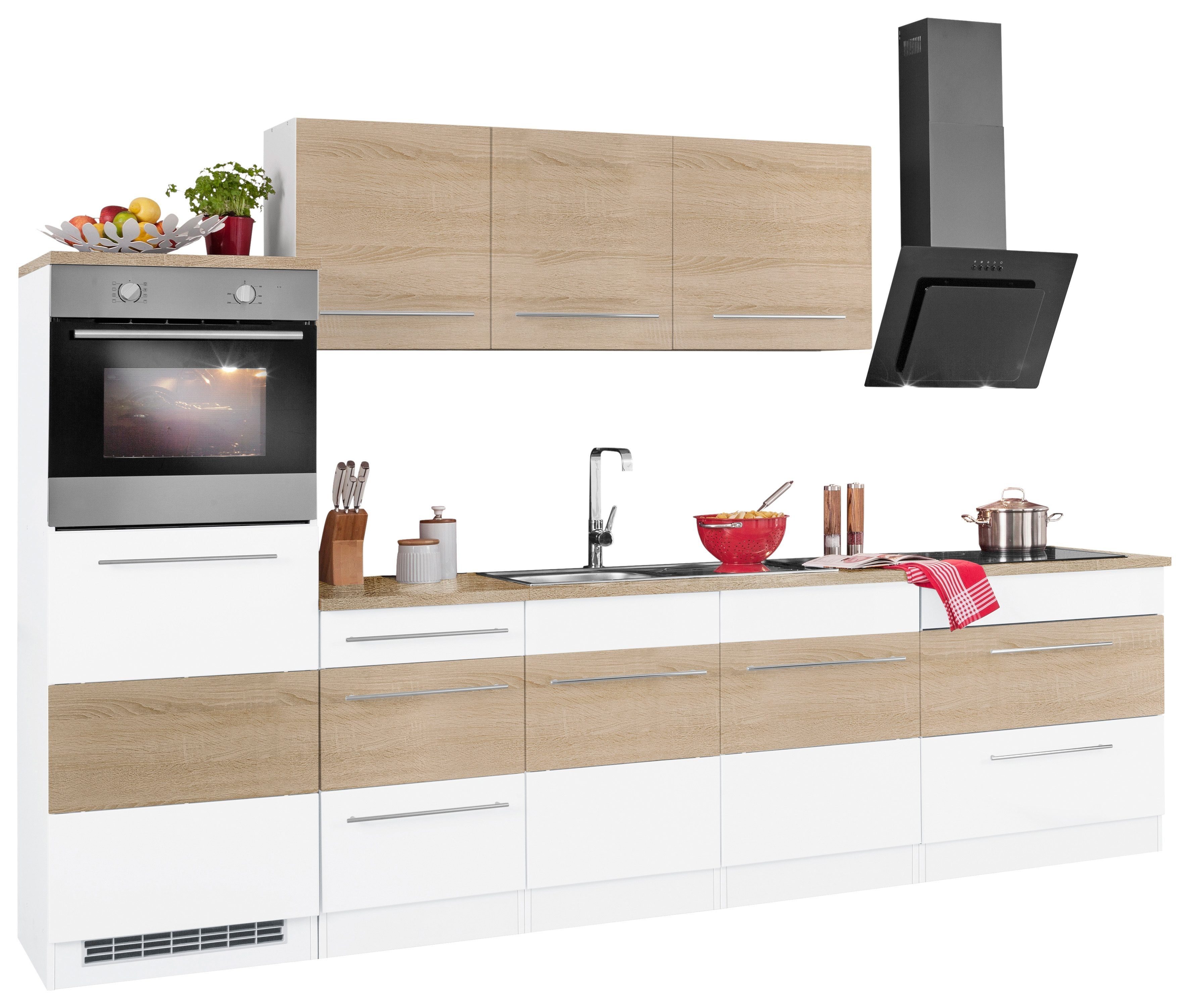 HELD MÖBEL Küchenzeile Trient, mit E-Geräten, Breite 290 cm, Stangengriffe  aus Metall