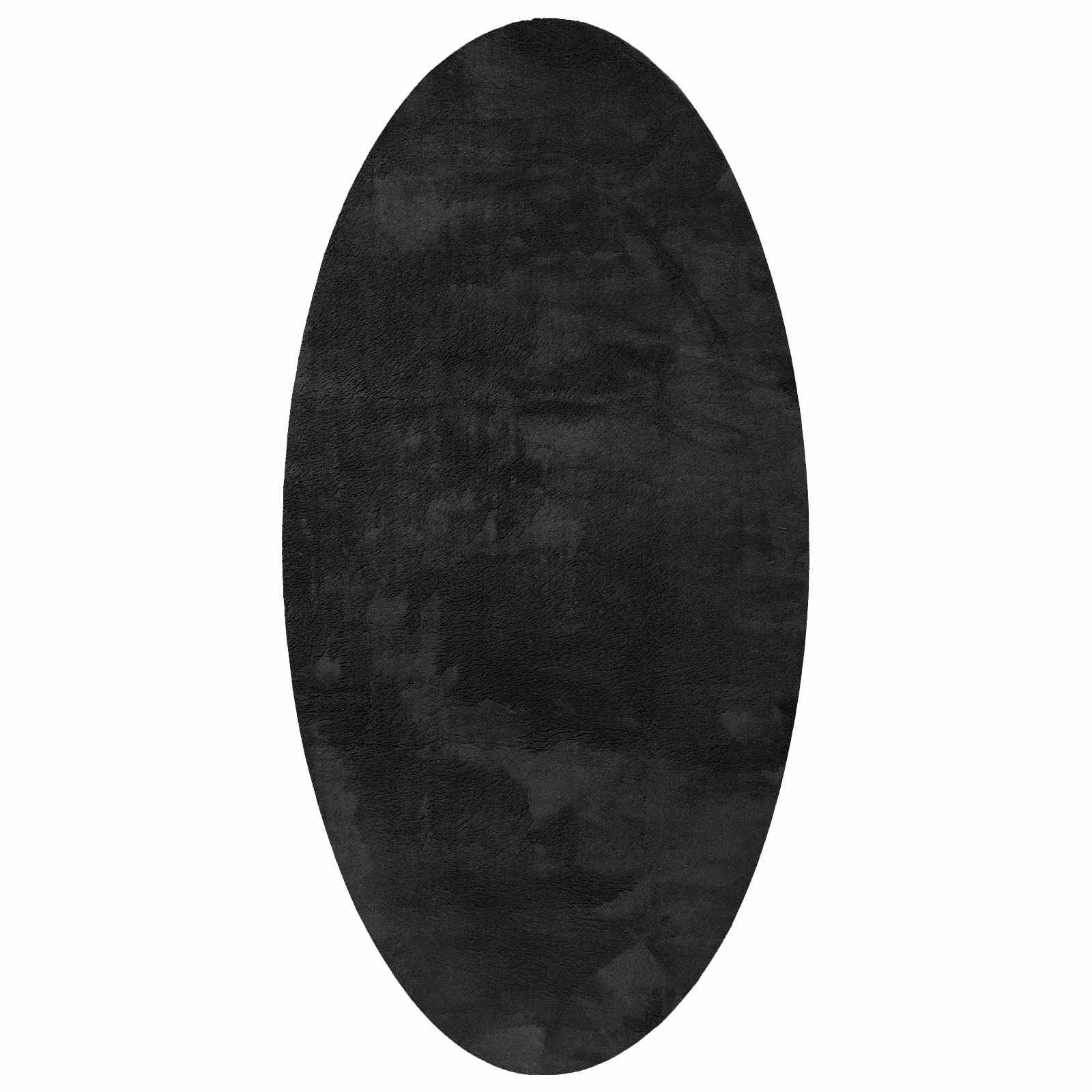 vidaXL Teppich Bereichsteppiche Oval HUARTE Schwarz 80 x 150 cm 100 %Polyester, Oval