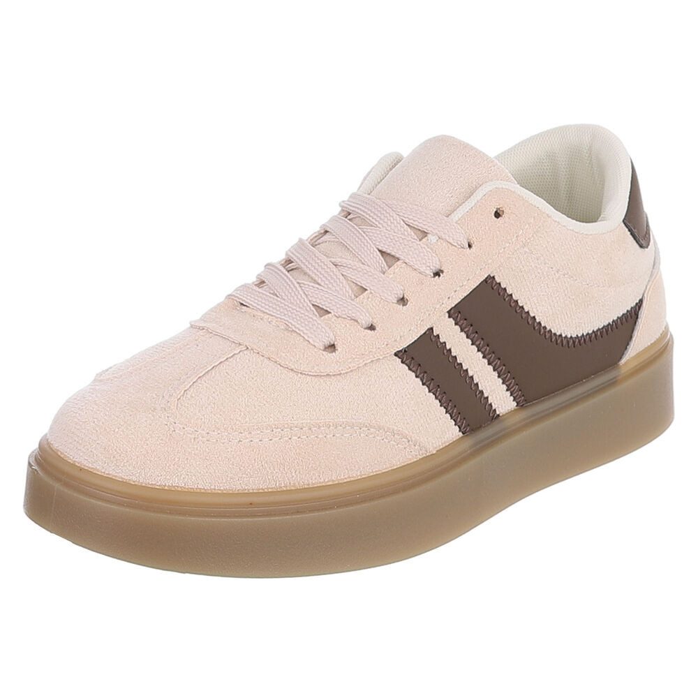Ital-Design Damen Sneaker Low Top Schnürung Freizeitkomfort Sneaker (91848928) Flach Sneakers Low in Beige