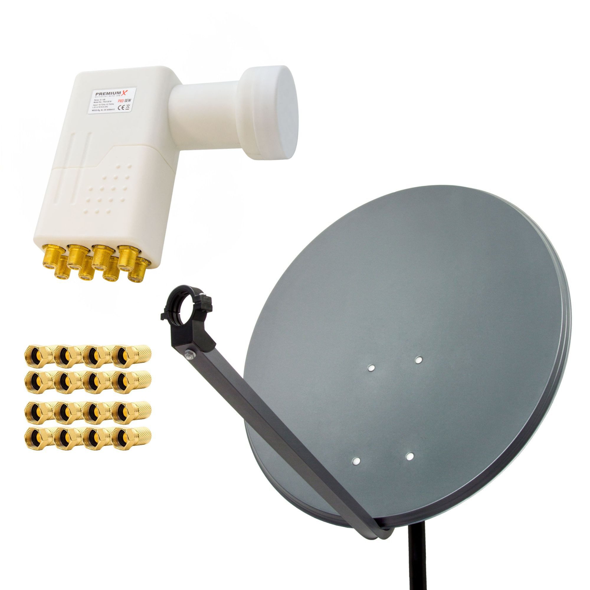 SAT Anlage 80cm Antenne Aluminium Octo LNB 16x F-Stecker SAT-Antenne