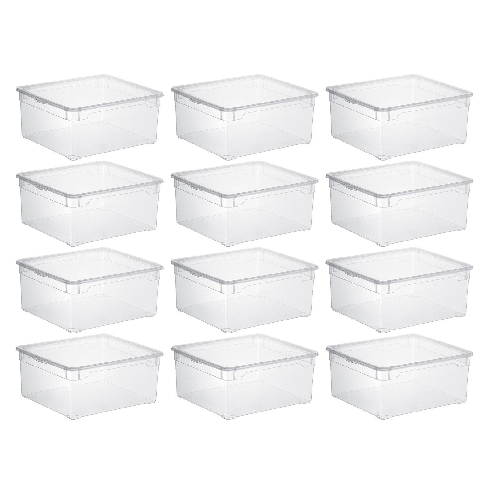 ROTHO Stapelbox Clear 18 l durchsichtige stapelbare Aufbewahrungsbox (12 St)