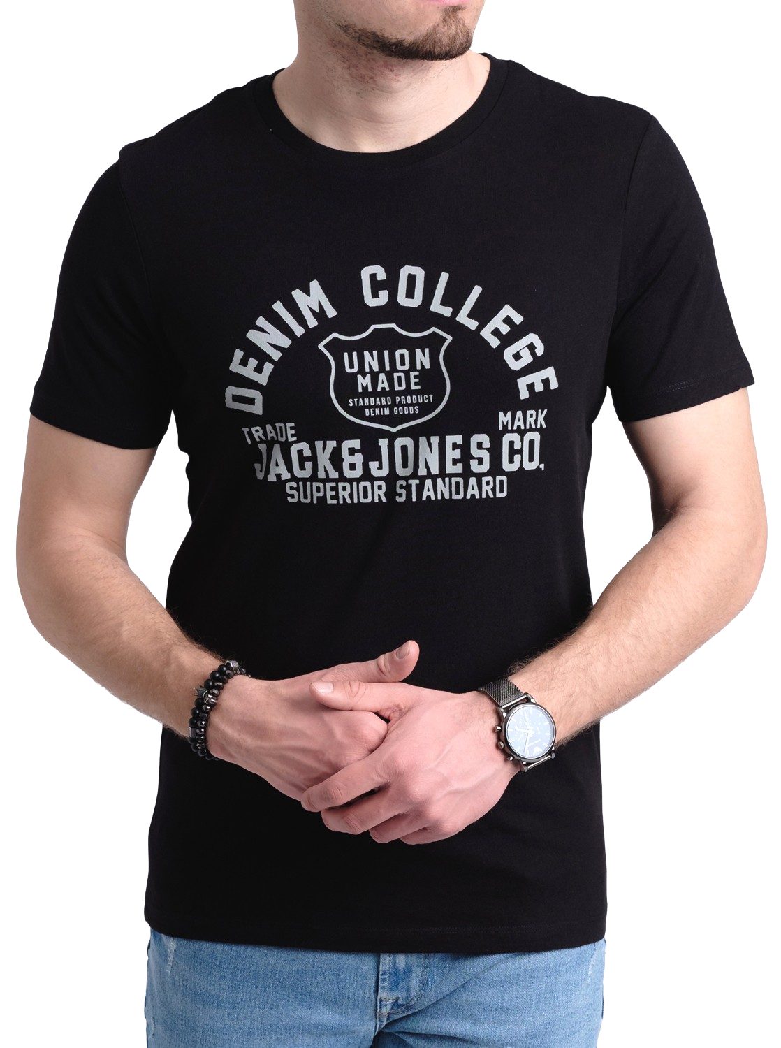 Jack & Jones Print-Shirt Bequemes Slimfit Shirt (Spar-Set, 3er-Pack) in Unifarbe mit Print