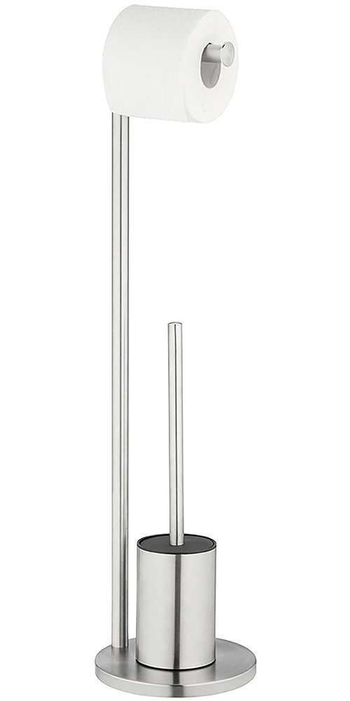 WENKO WC-Garnitur Modell Ferla, Standgarnitur aus Edelstahl mit Toilettenpa günstig online kaufen