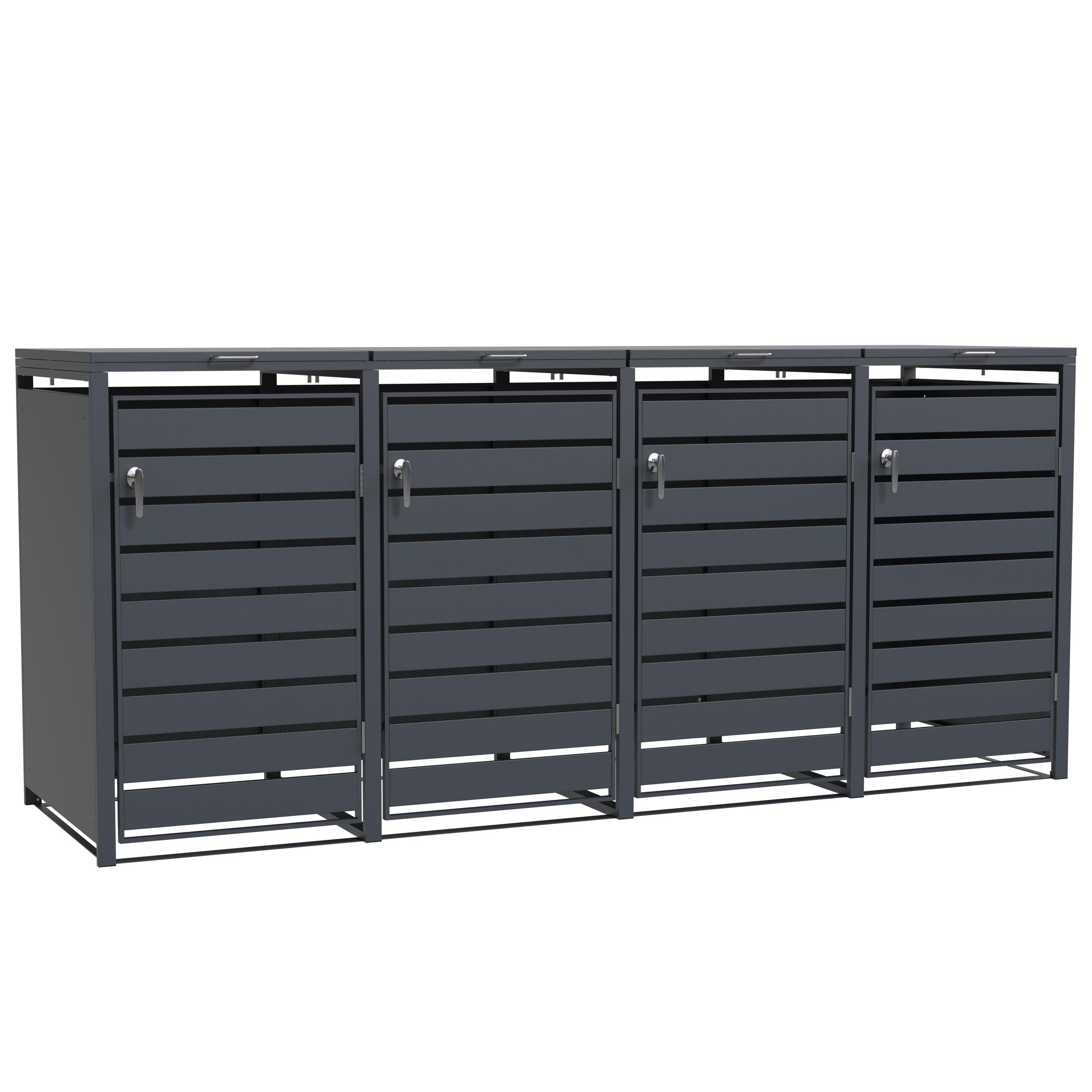 ESTEXO Mülltonnenbox Müllbox Mülltonnenverkleidung 4 Türen Box mit Deckel Anthrazit