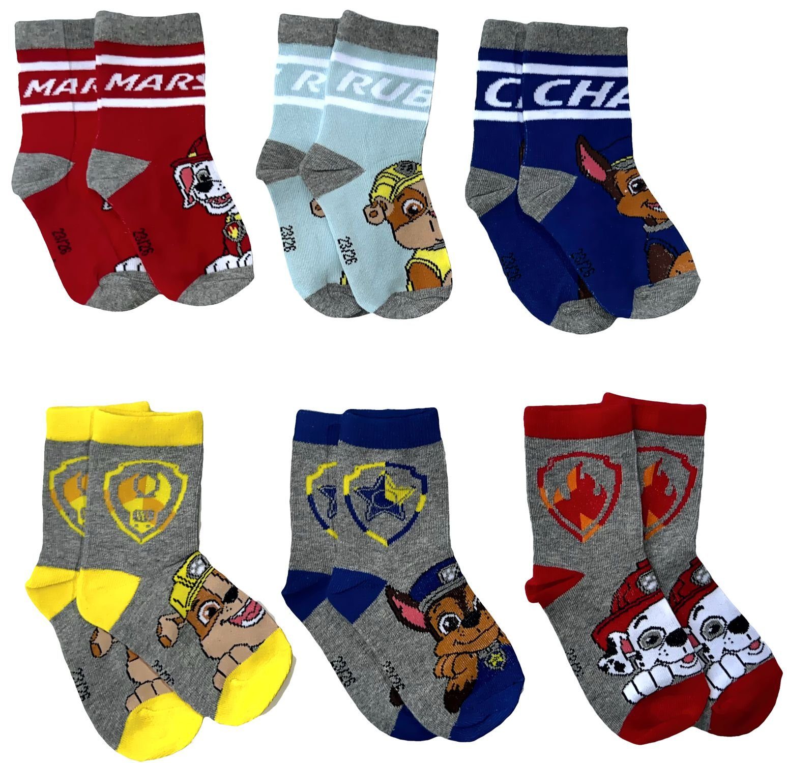 PAW PATROL Freizeitsocken PAW PATROL Socken Set 6 Paar Kindersocken Kinder Strümpfe für Jungen 2x 3er Pack Socken Kinder