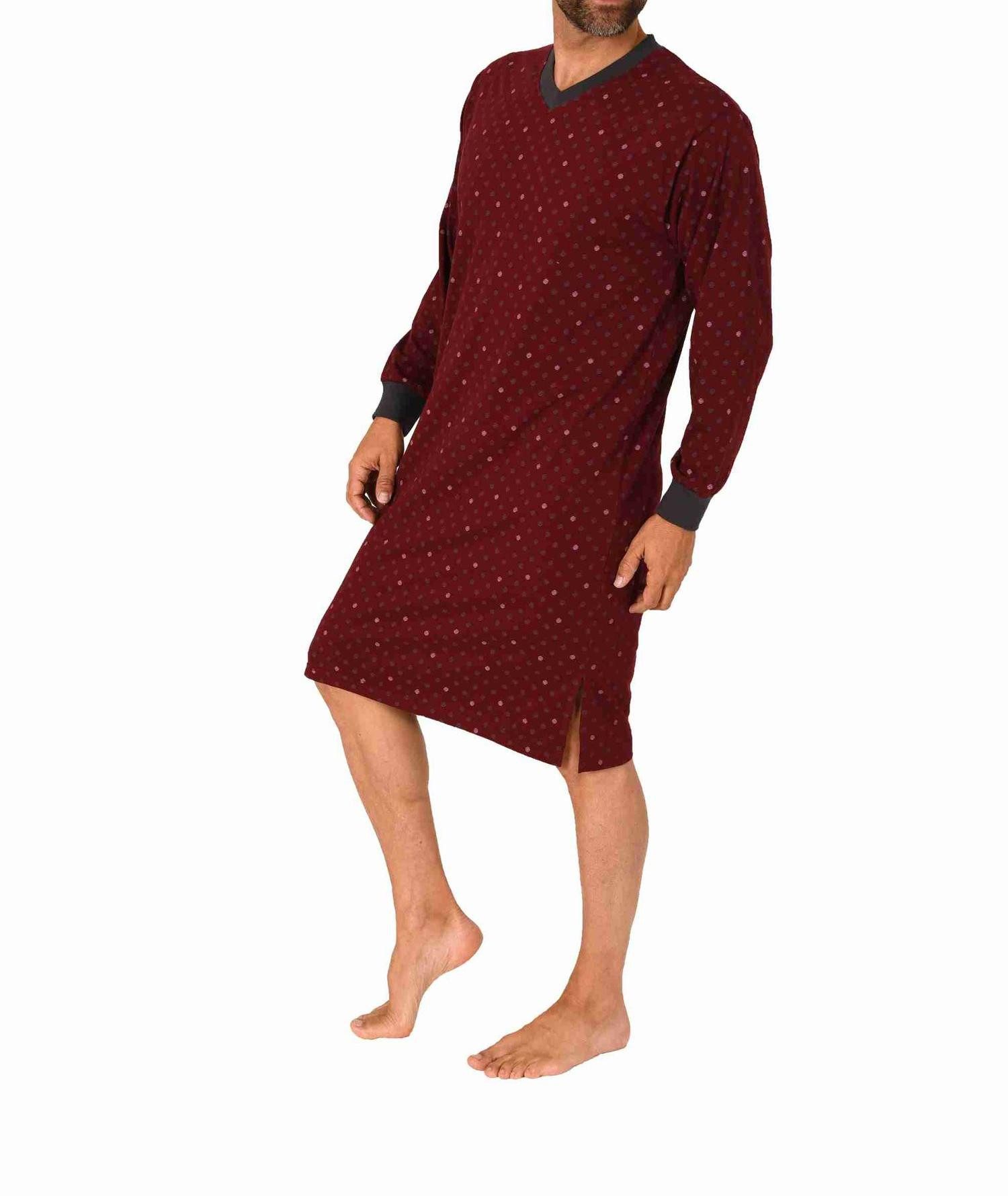 Normann Pyjama Herren langarm Nachthemd mit Bündchen in elegantem Minimalpr günstig online kaufen