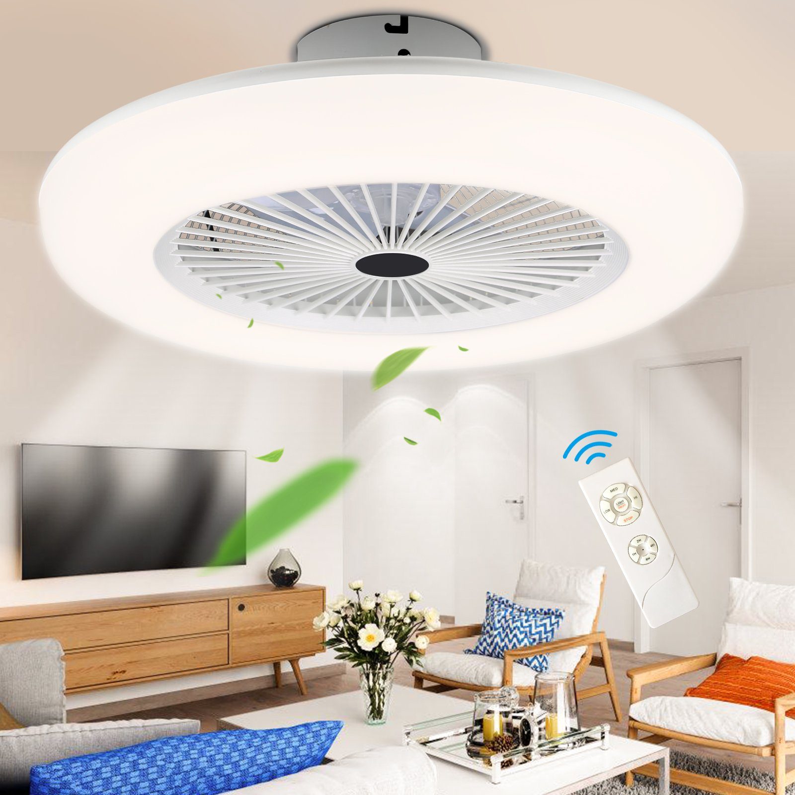 LED Zimmer Fernbedienung Leiser TolleTour Ventilator, Wohn Lüfter und Kühler Zeitmessung 80W Mit Deckenventilator Deckenventilator