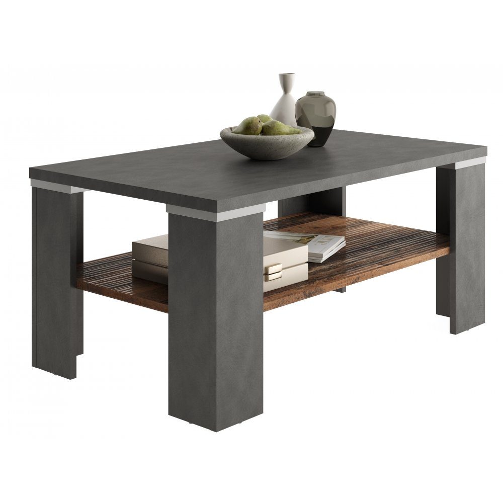 FMD Möbel Couchtisch Beistelltisch Tisch Wohnzimmertisch ca. 100 cm BASTIA  Matera grau / Old Style Nb. Couchtisch